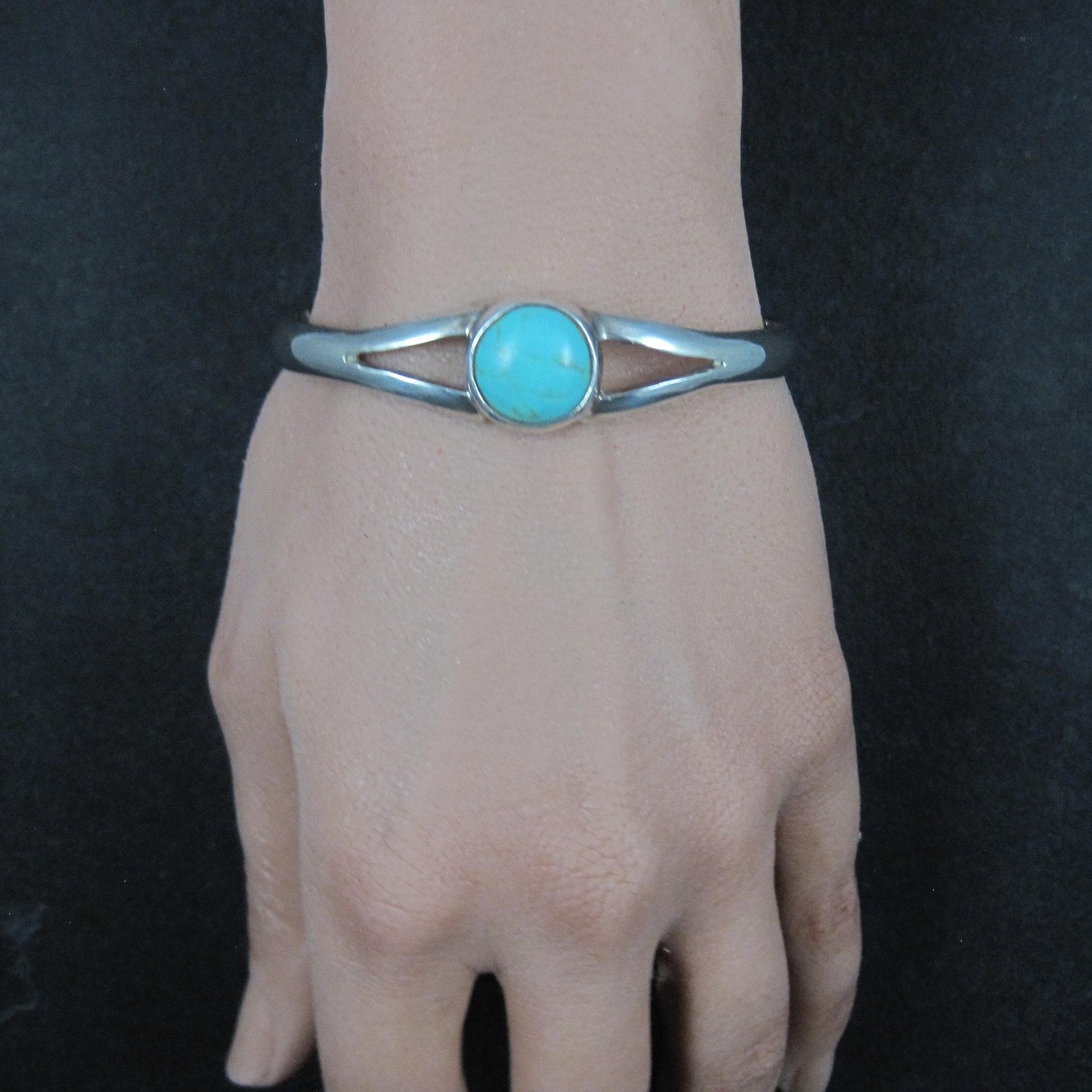 Vintage Mexican Sterling Turquoise Cuff Bracelet 6.25"