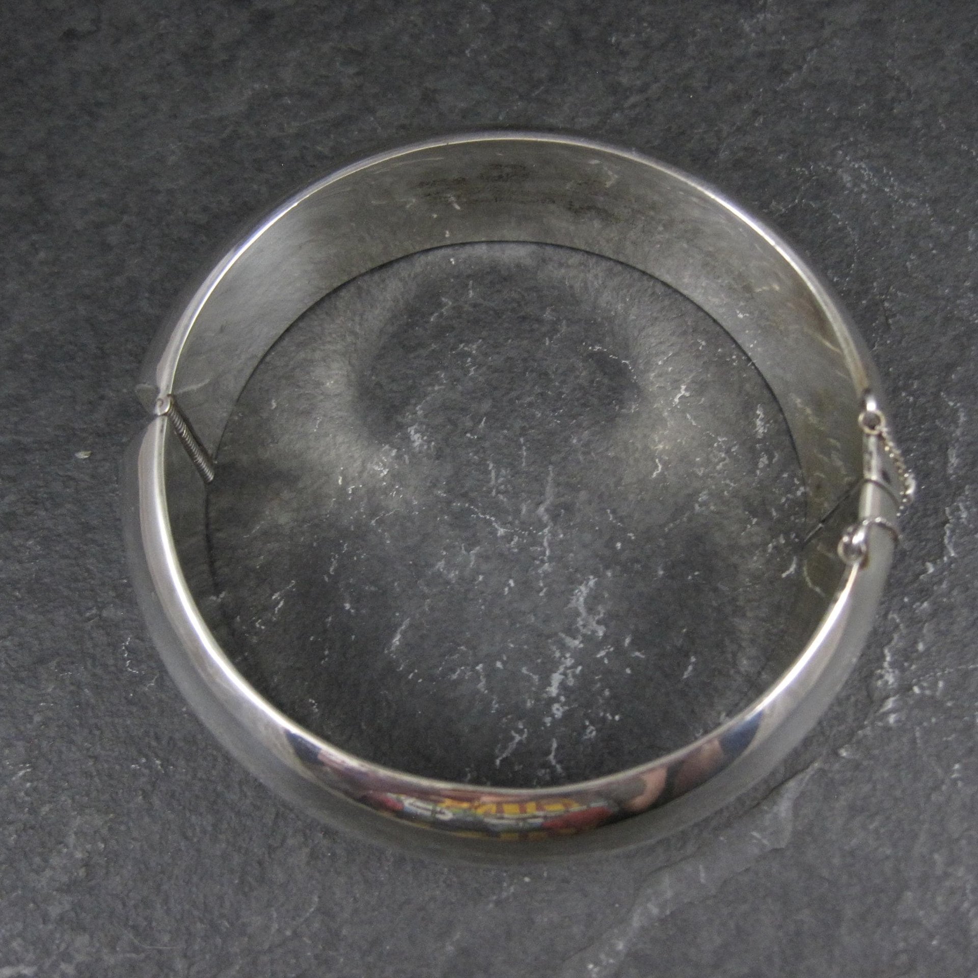 Vintage 1" Sterling Silver Bangle Bracelet 7 Inches Mexican Silver