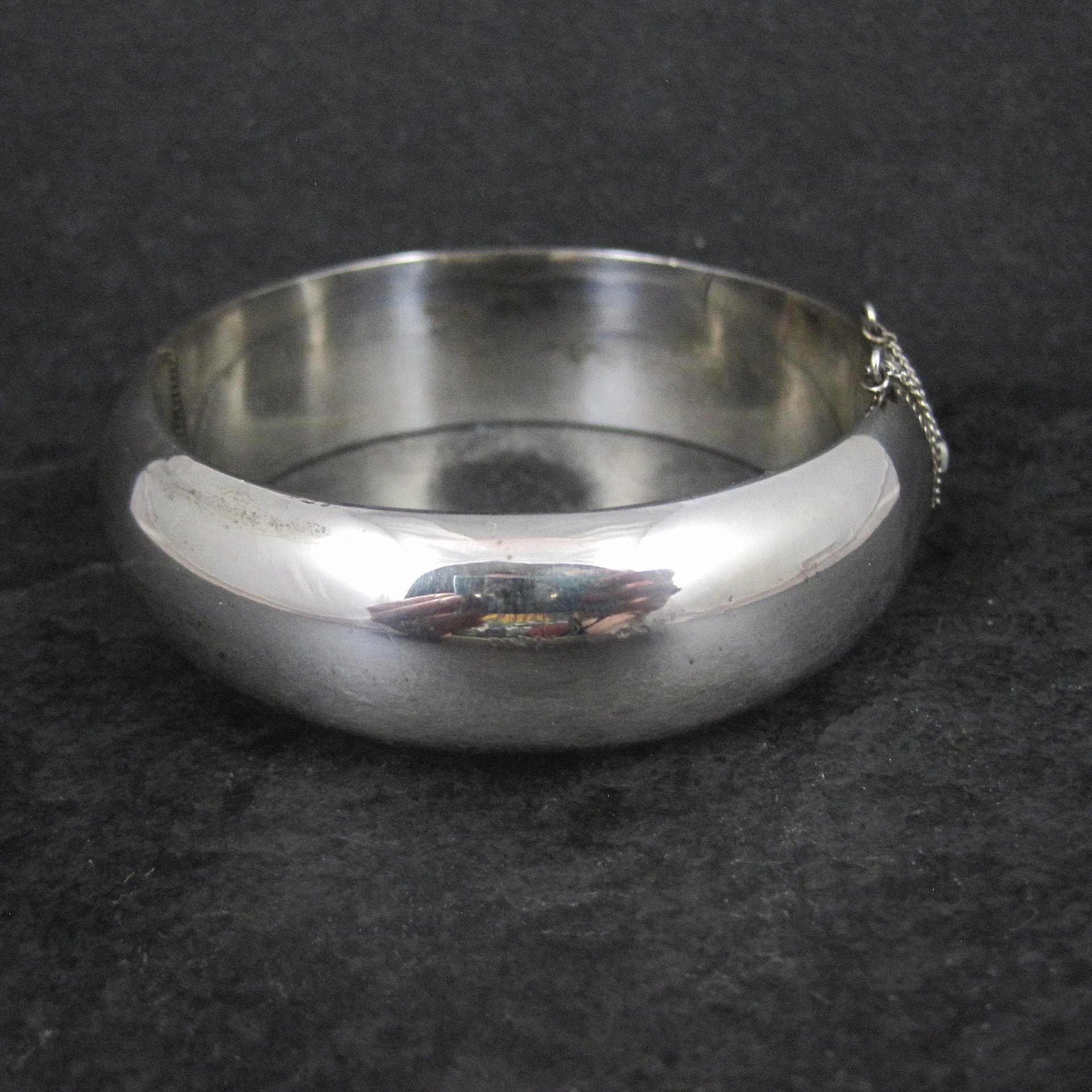Vintage 1" Sterling Silver Bangle Bracelet 7 Inches Mexican Silver