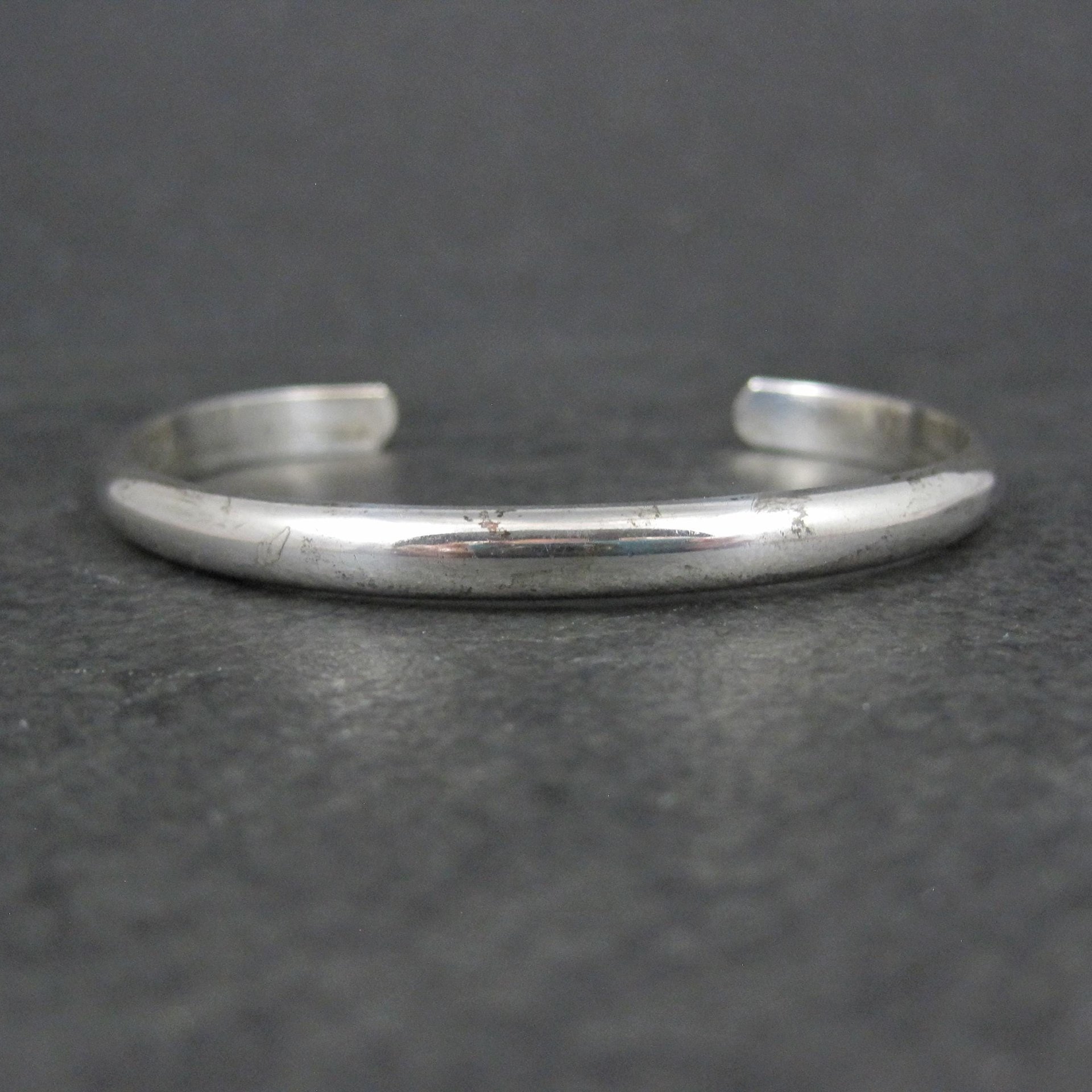 Simple Southwestern 5mm Sterling Cuff Bracelet 6.25" Signed L Mc.