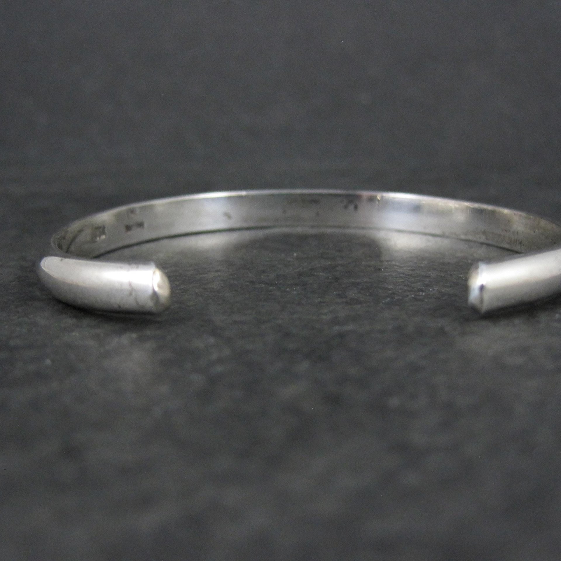 Simple Southwestern 5mm Sterling Cuff Bracelet 6.25" Signed L Mc.