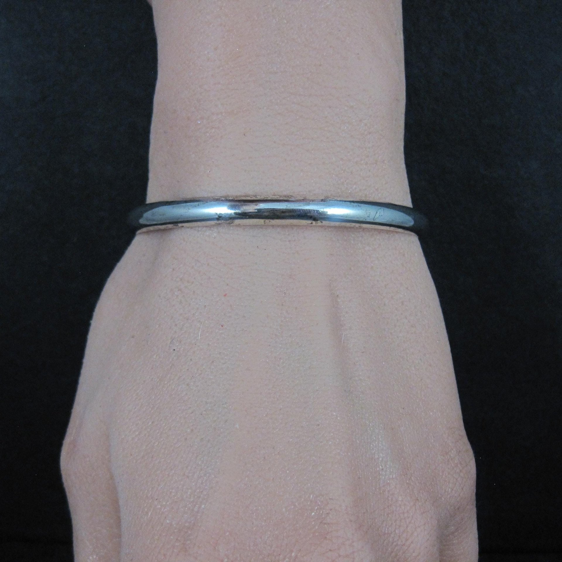 Simple Southwestern 5mm Sterling Cuff Bracelet 6.25" Signed L Mc.