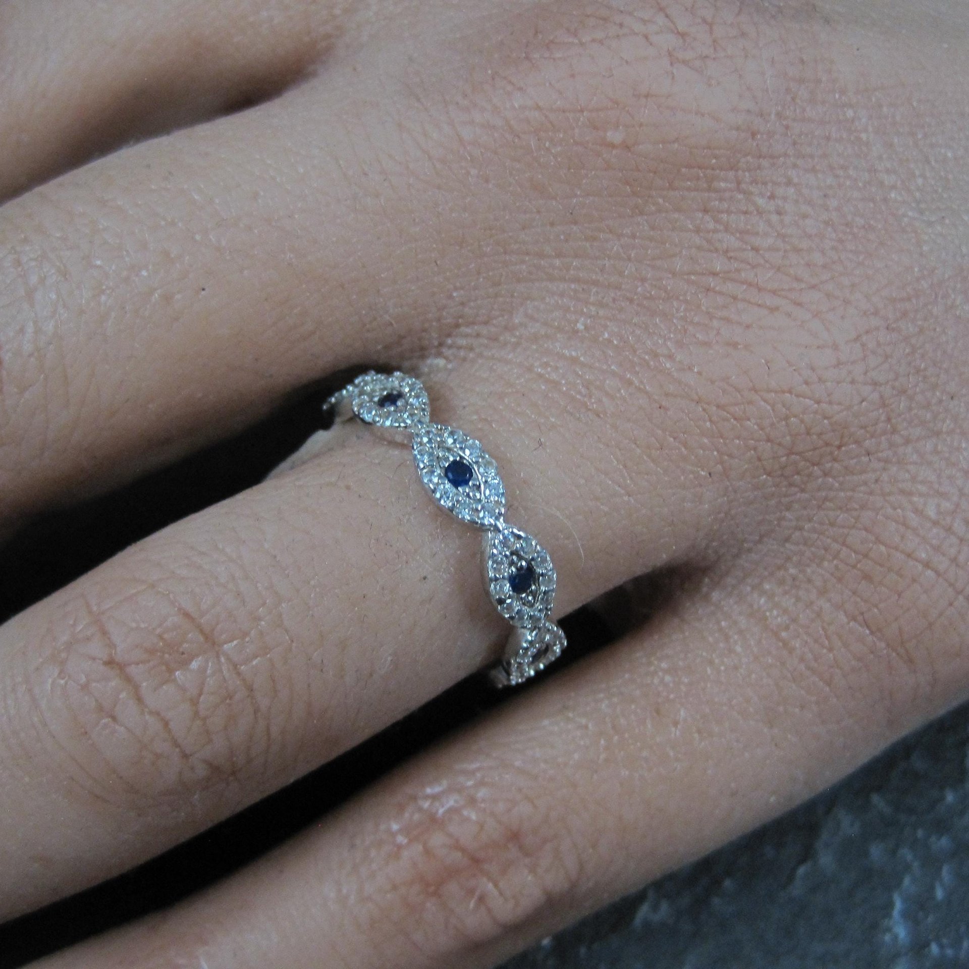 Sterling Silver Evil Eye Ring Size 7