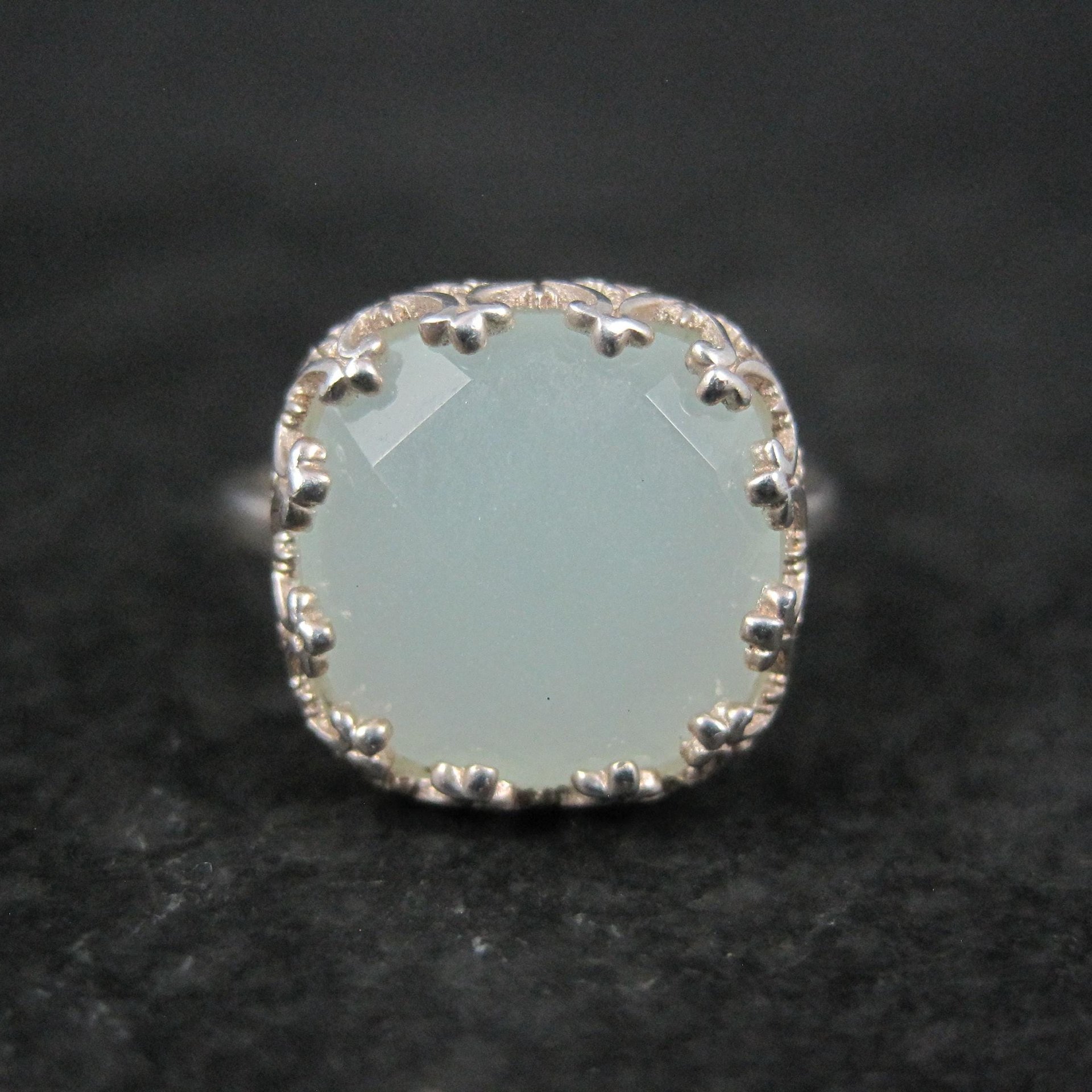 Sterling Silver Pale Chrysoprase Ring Size 8