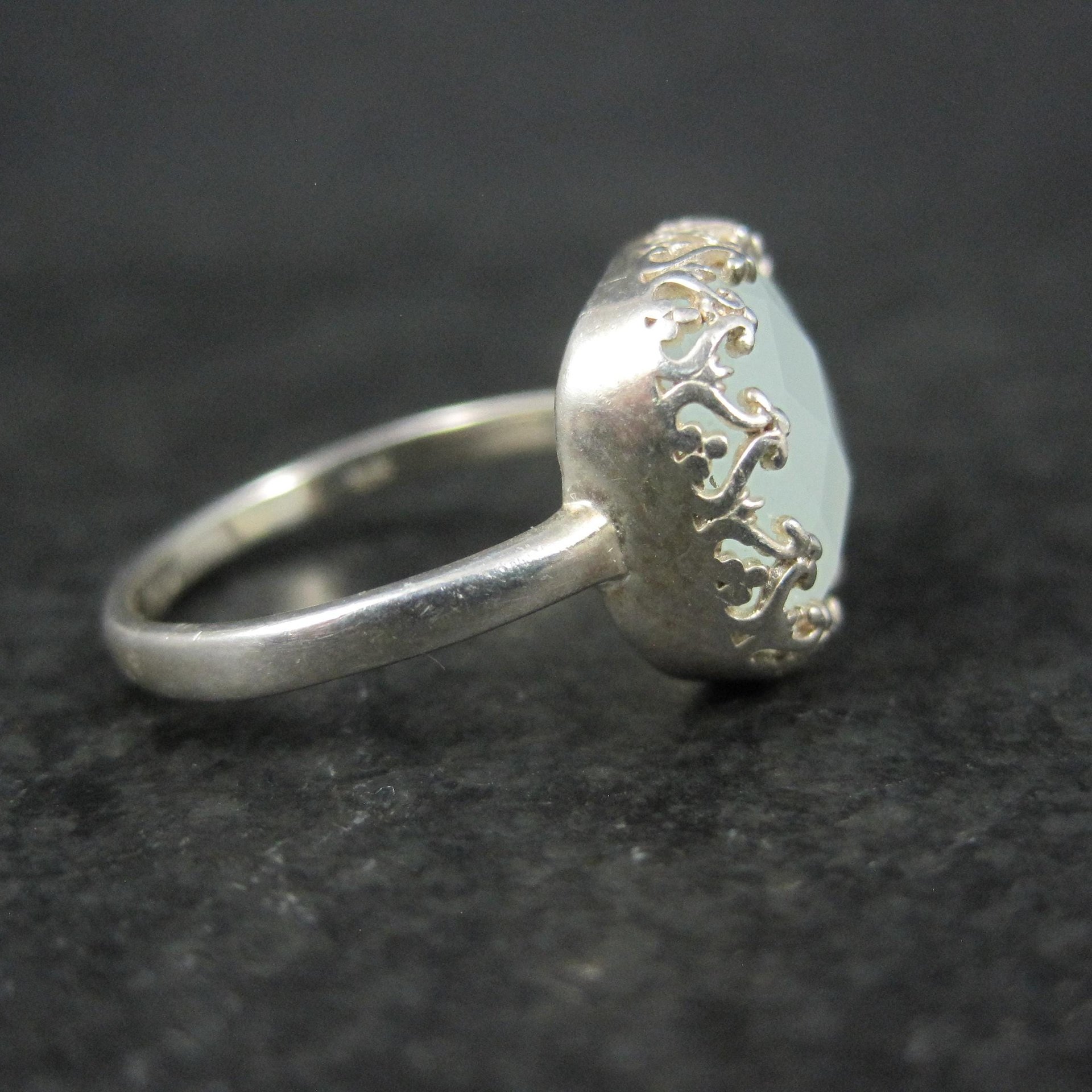 Sterling Silver Pale Chrysoprase Ring Size 8