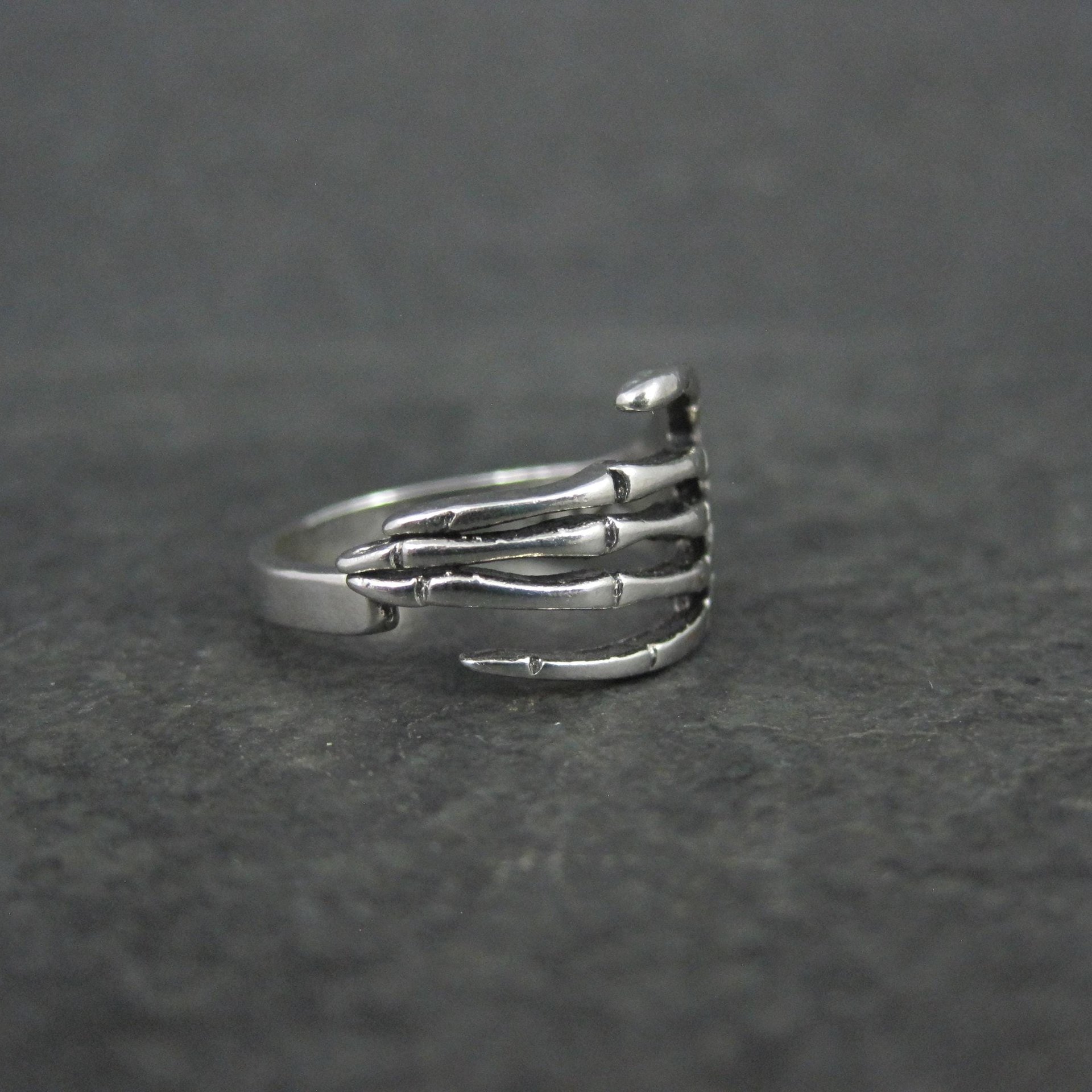Artisan Sterling Silver Skeleton Hand Ring Size 8