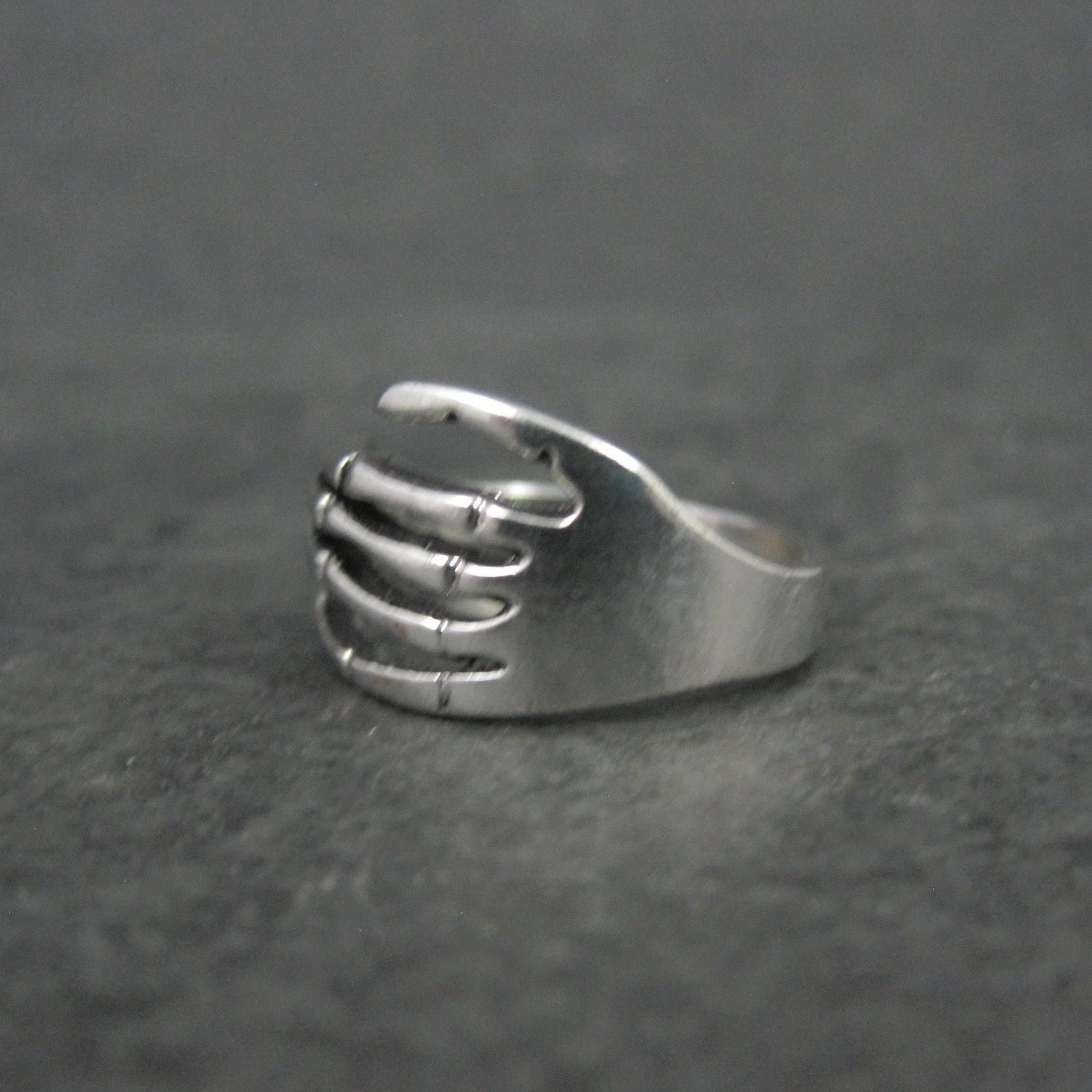 Artisan Sterling Silver Skeleton Hand Ring Size 8