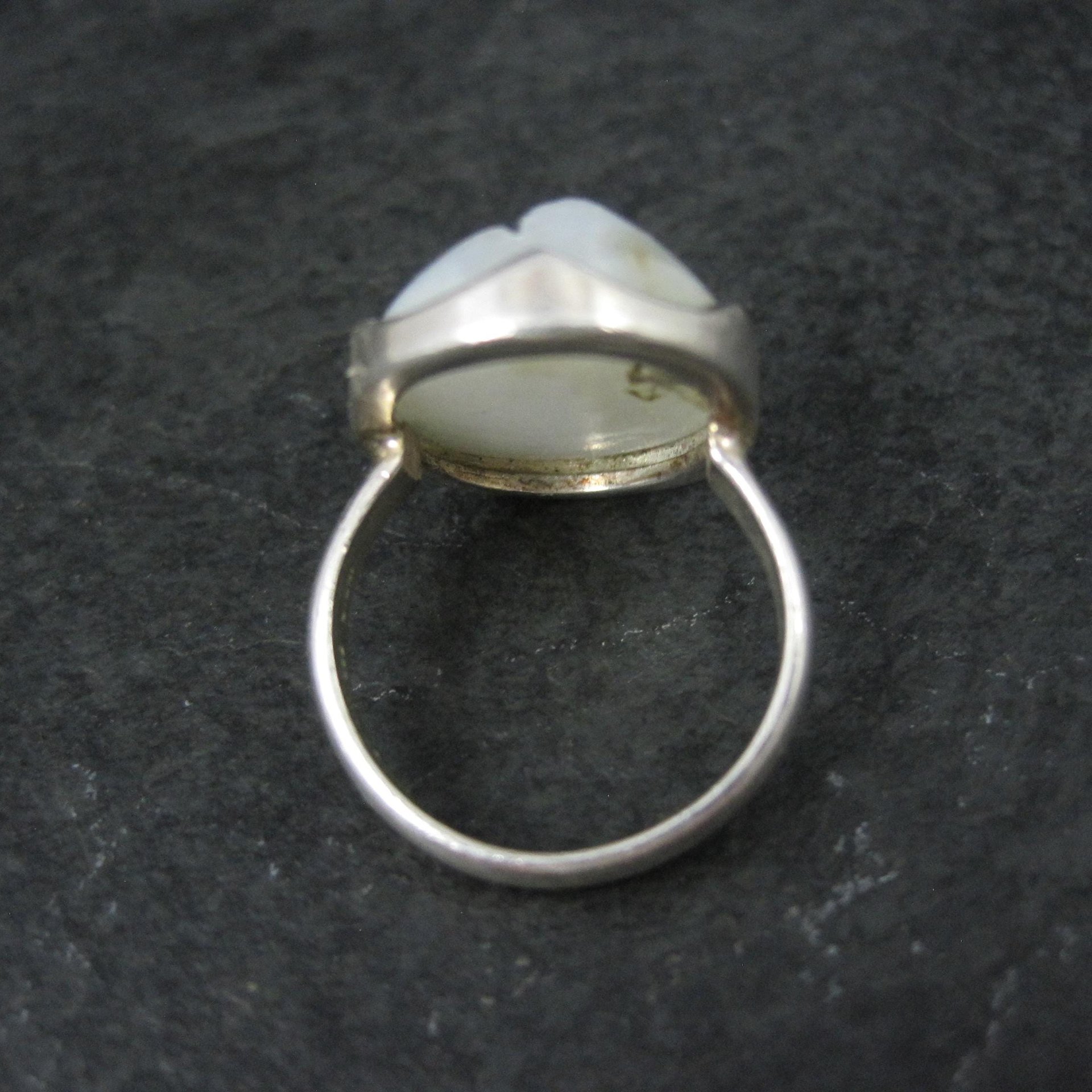 Sterling Silver White Druzy Quartz Ring Size 8