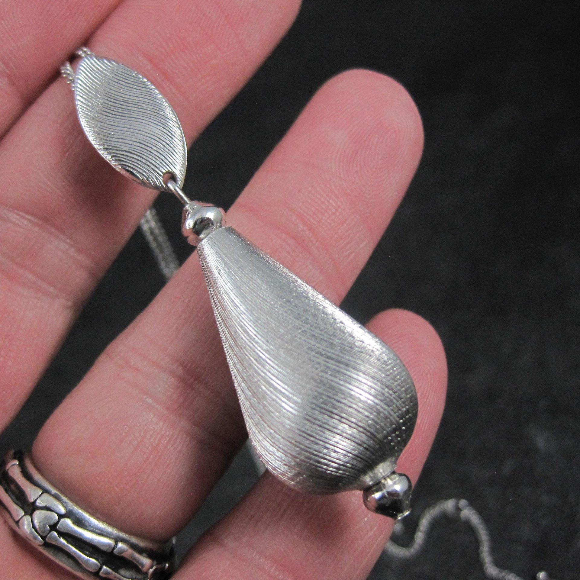 1960s Sarah Coventry Drop Pendant Necklace "Satin Glow"