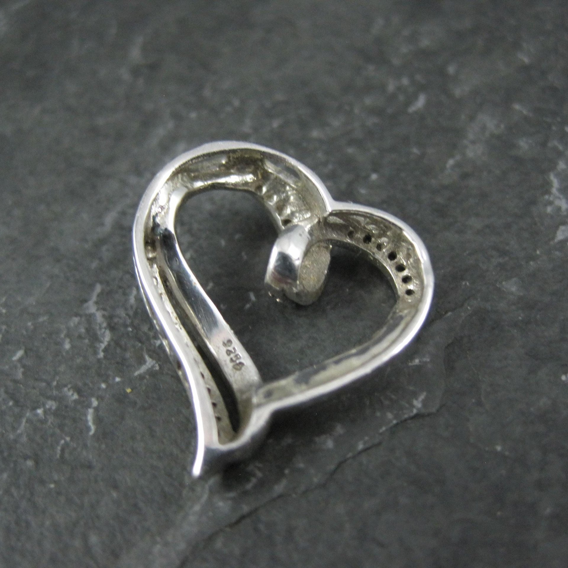 Sterling Silver Black & White Diamond Heart Pendant
