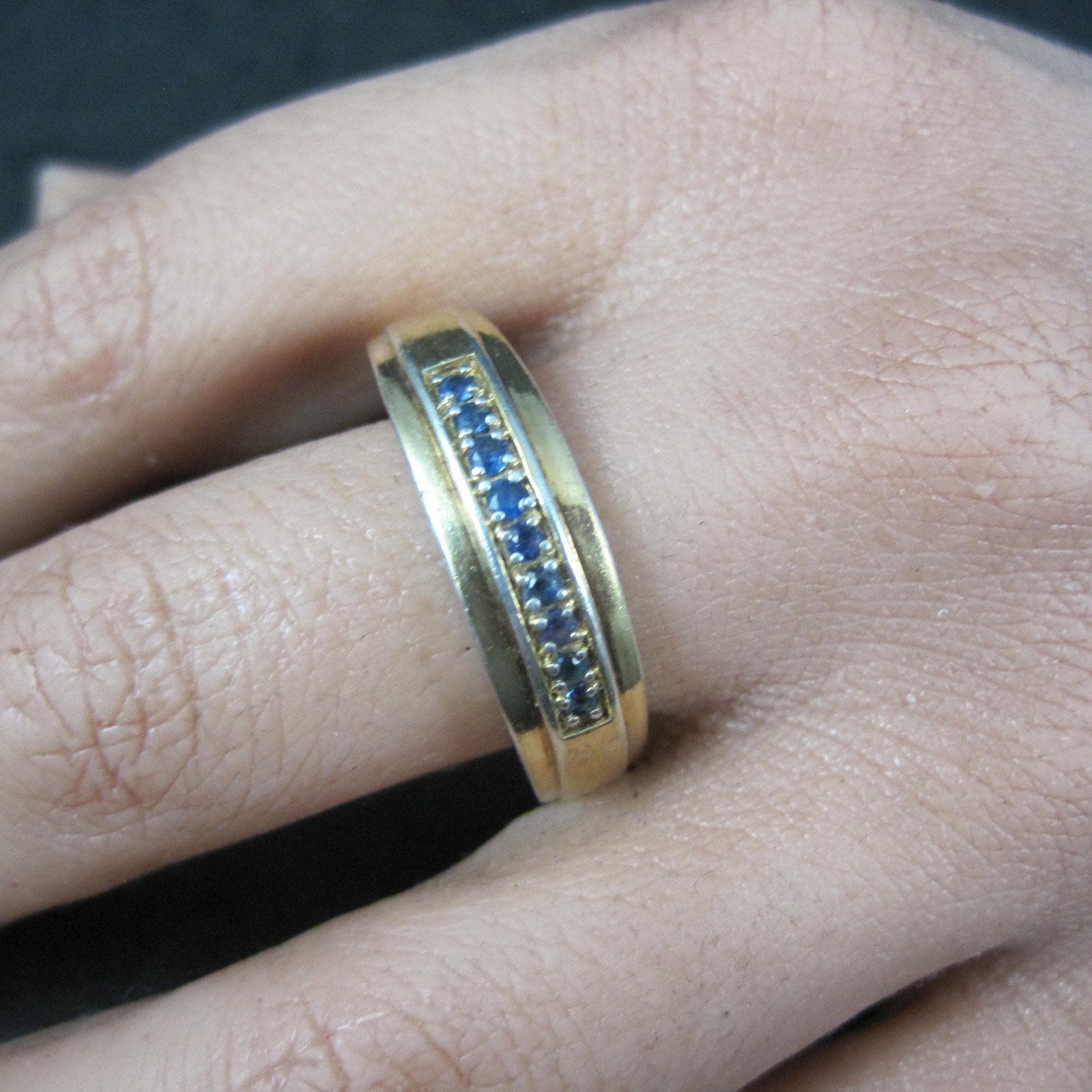 Mens Vermeil Sterling Sapphire Ring Size 13