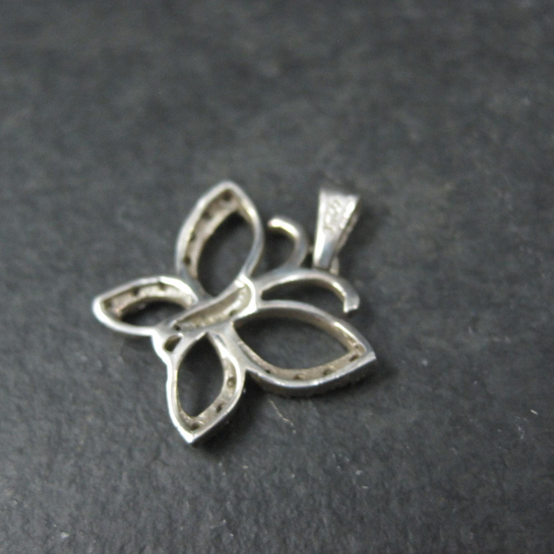 Small Sterling Diamond Butterfly Pendant