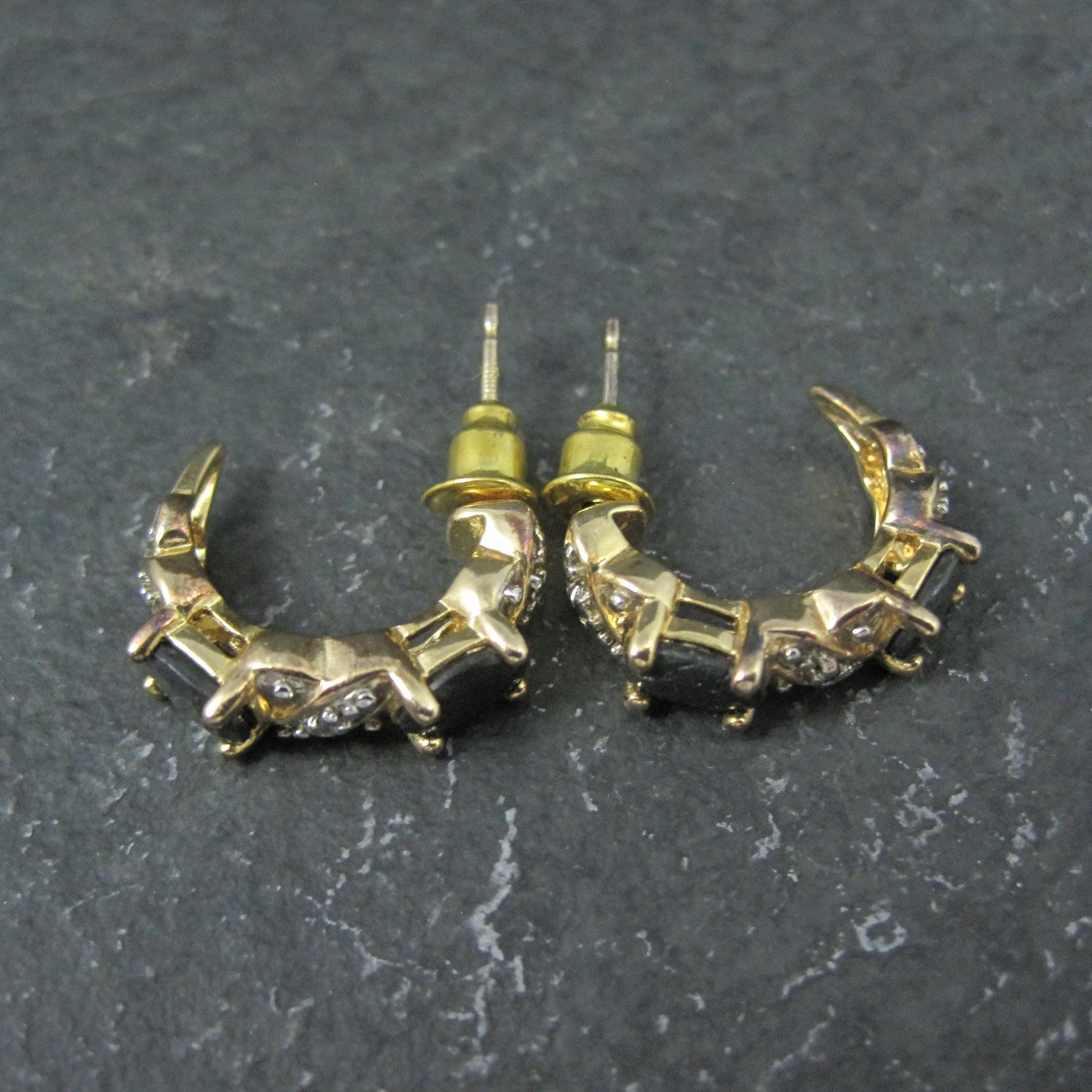 Gold Vermeil Sterling Silver Sapphire Diamond Earrings