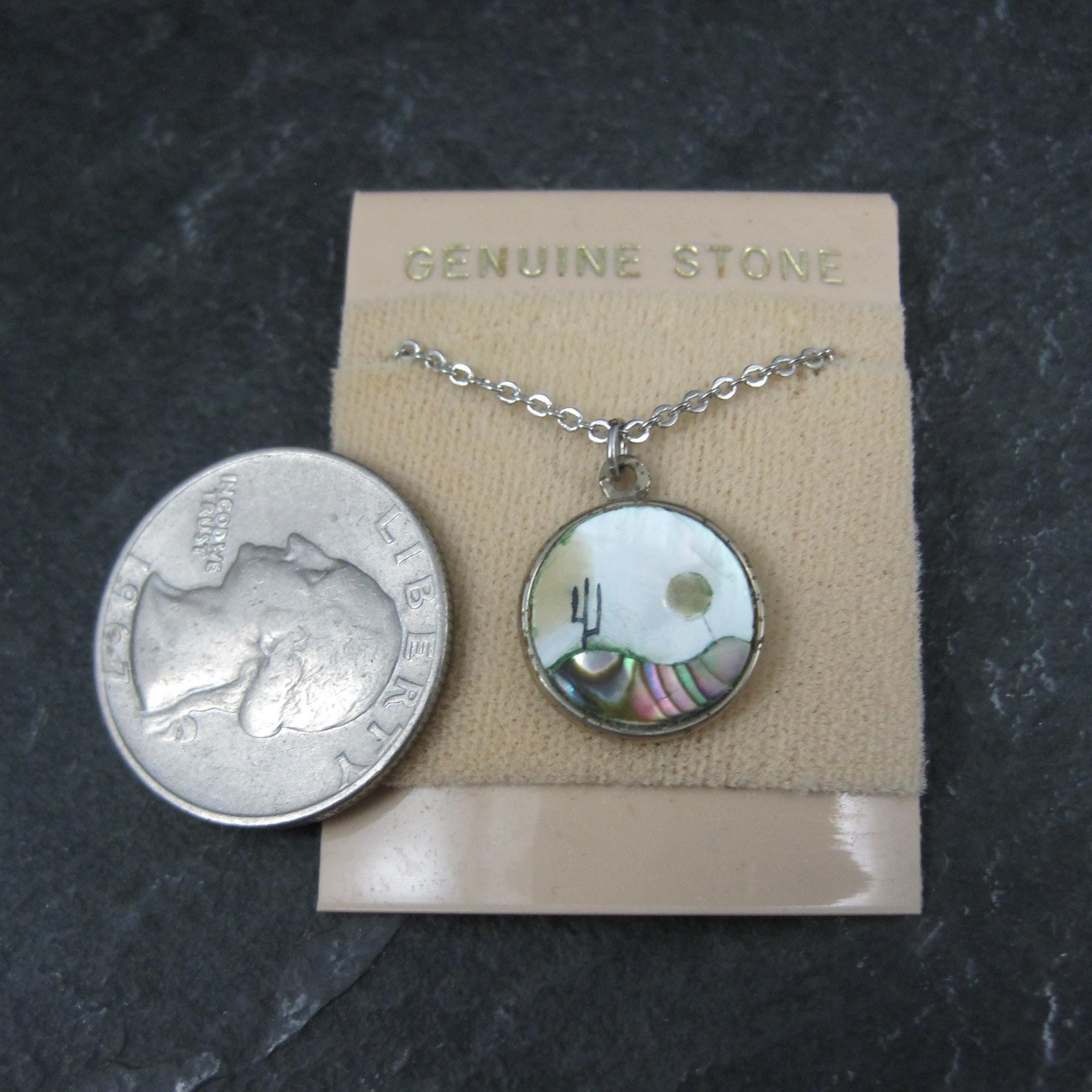 Vintage Desert Inlay Pendant Necklace NOS