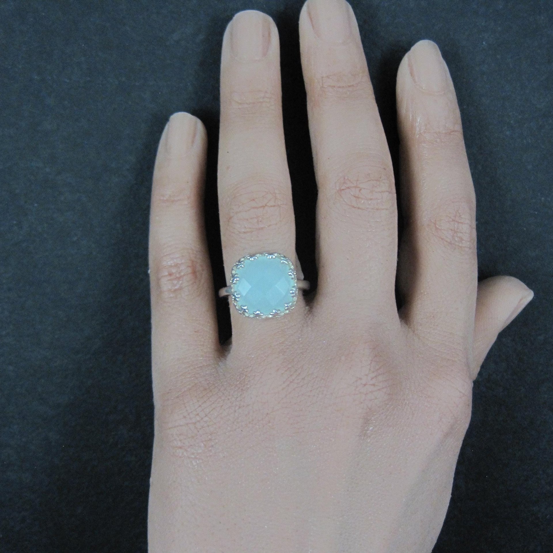 Sterling Silver Pale Chrysoprase Ring Size 8