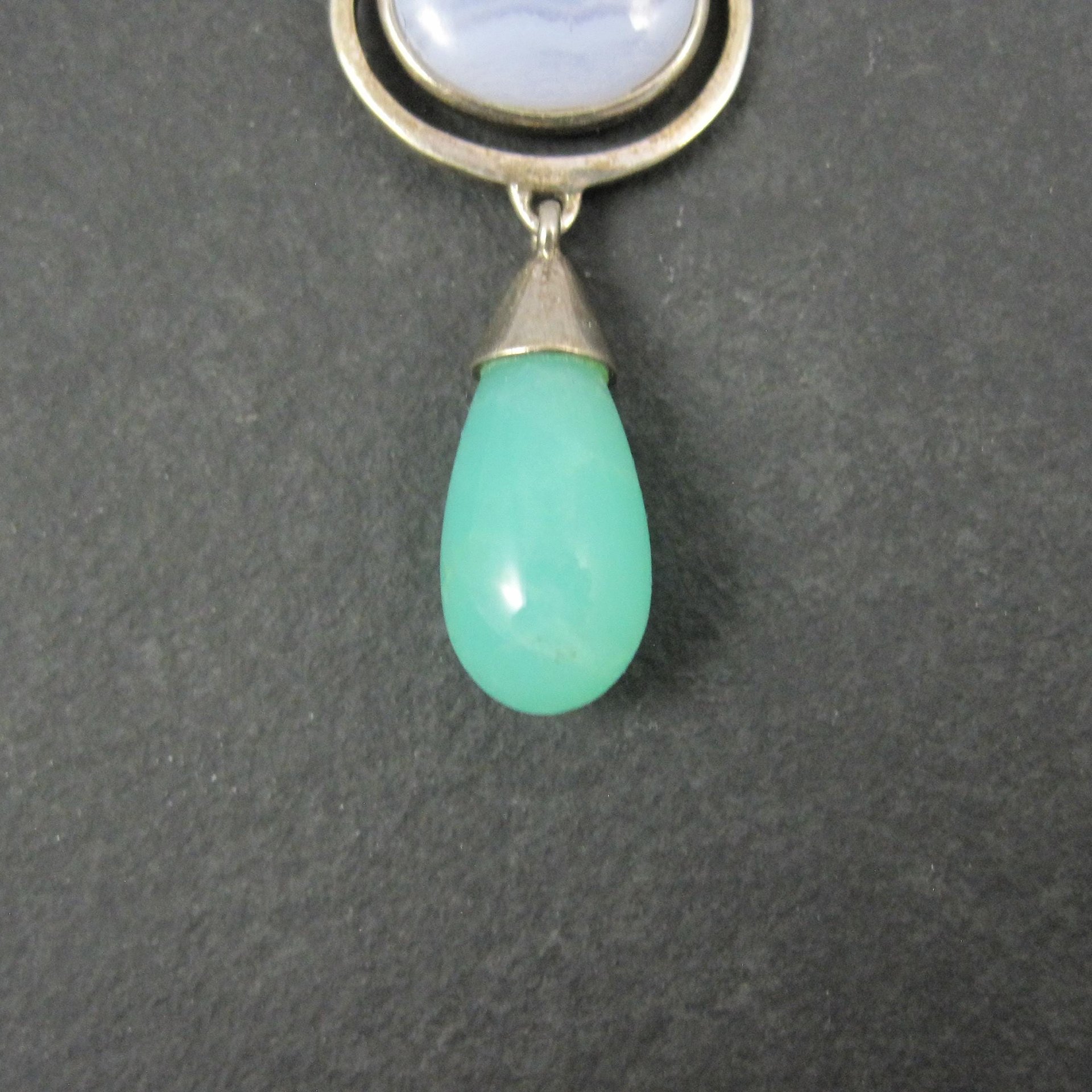 Sterling Lapis Lazuli Banded Agate Aventurine Opal Pendant