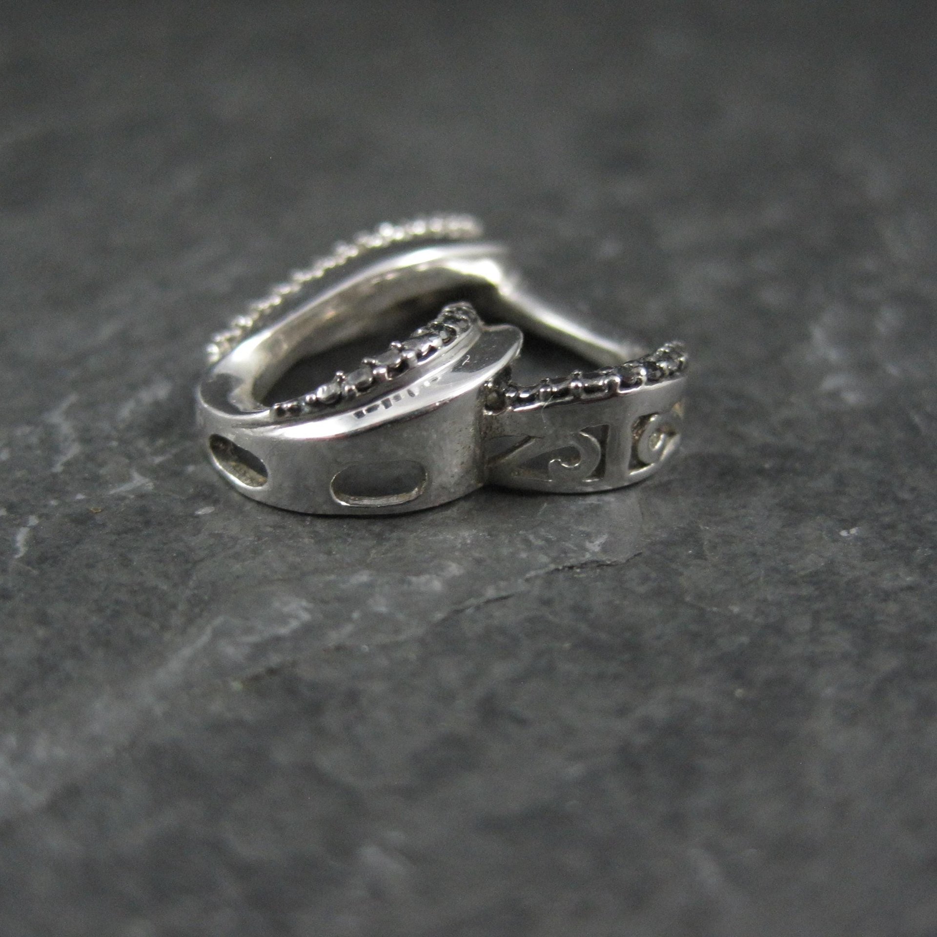 Sterling Silver Black & White Diamond Heart Pendant