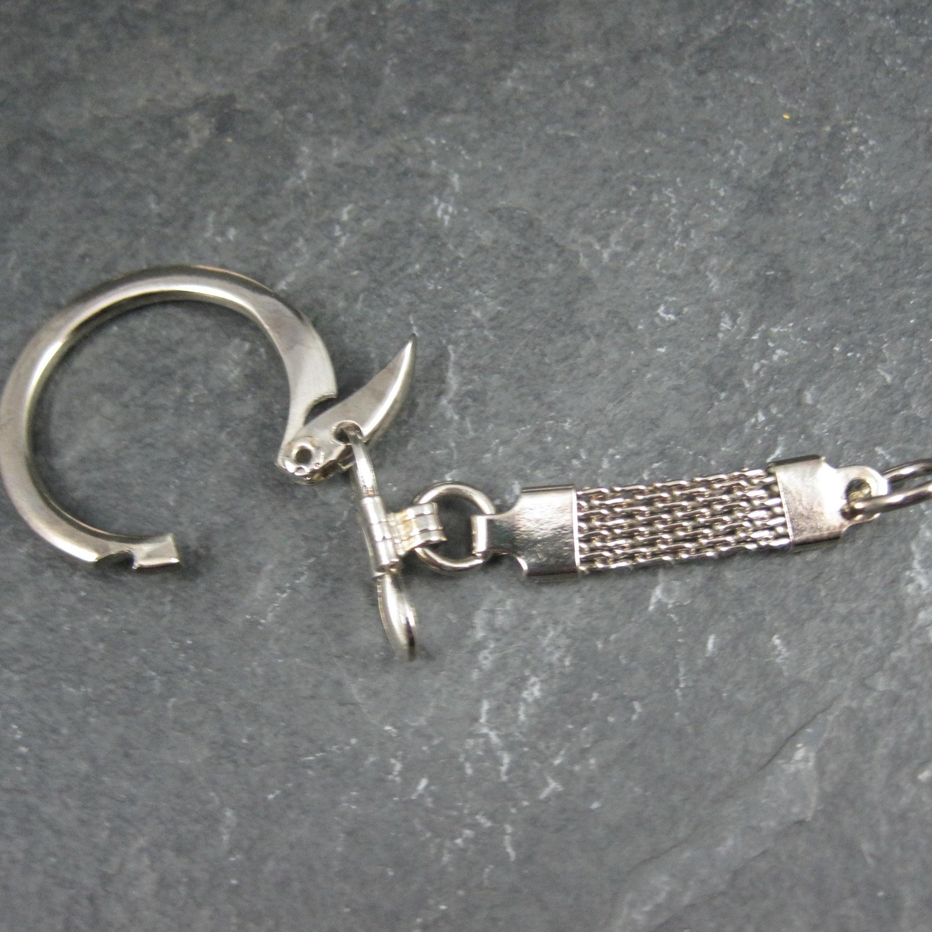 Vintage Silver Keychain Findings with Latching Key Ring 6pcs
