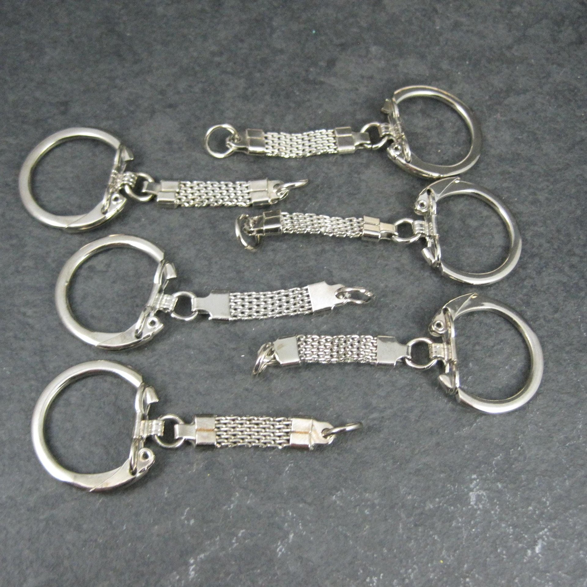Vintage Silver Keychain Findings with Latching Key Ring 6pcs