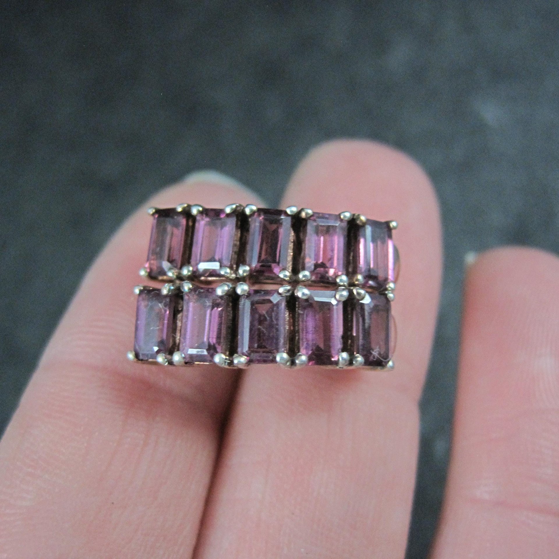 Sterling Silver Rhodolite Garnet Earrings Estate Jewelry