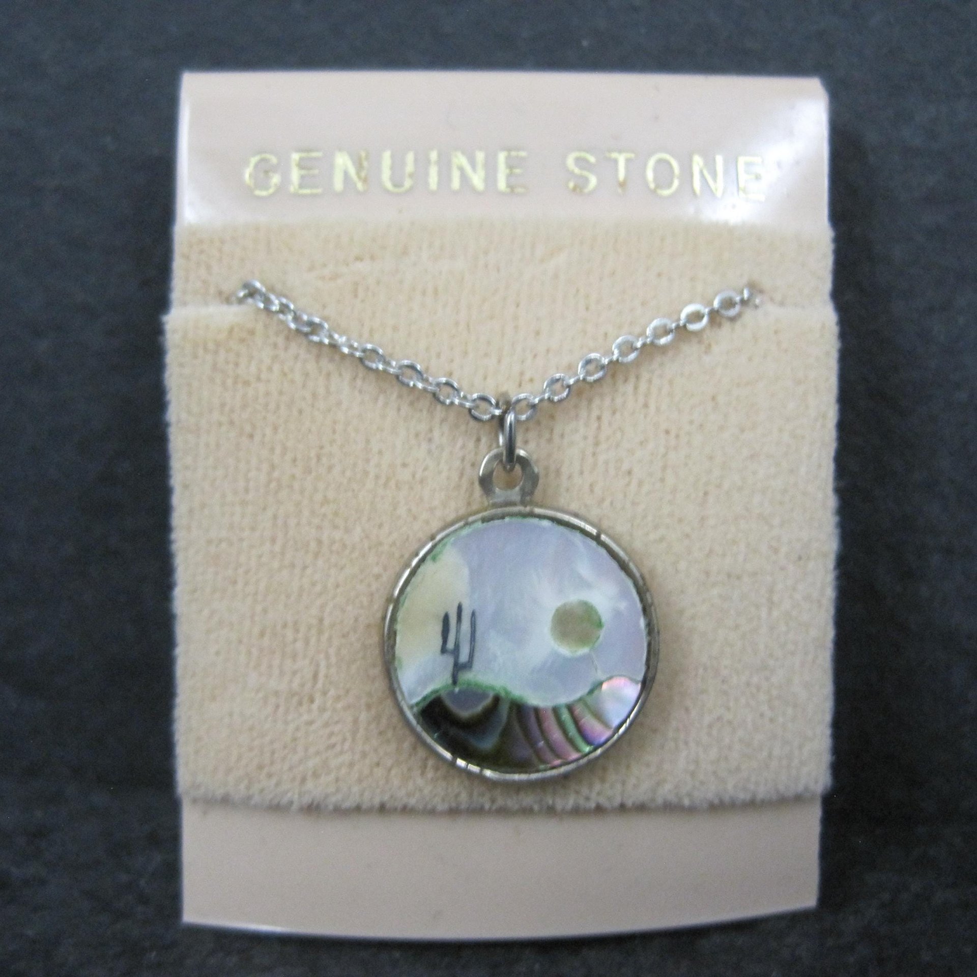 Vintage Desert Inlay Pendant Necklace NOS