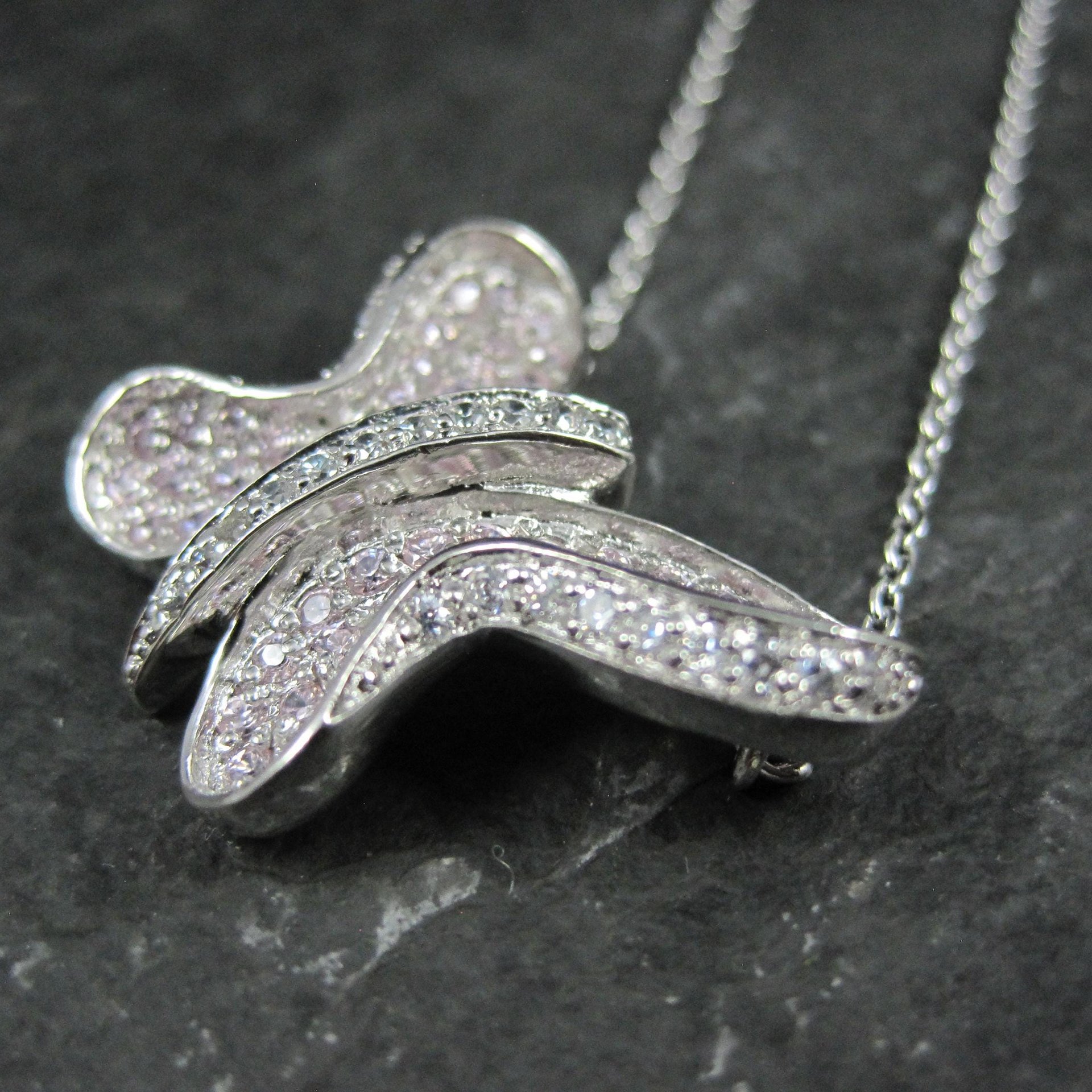 Sterling Silver Pink Butterfly Necklace