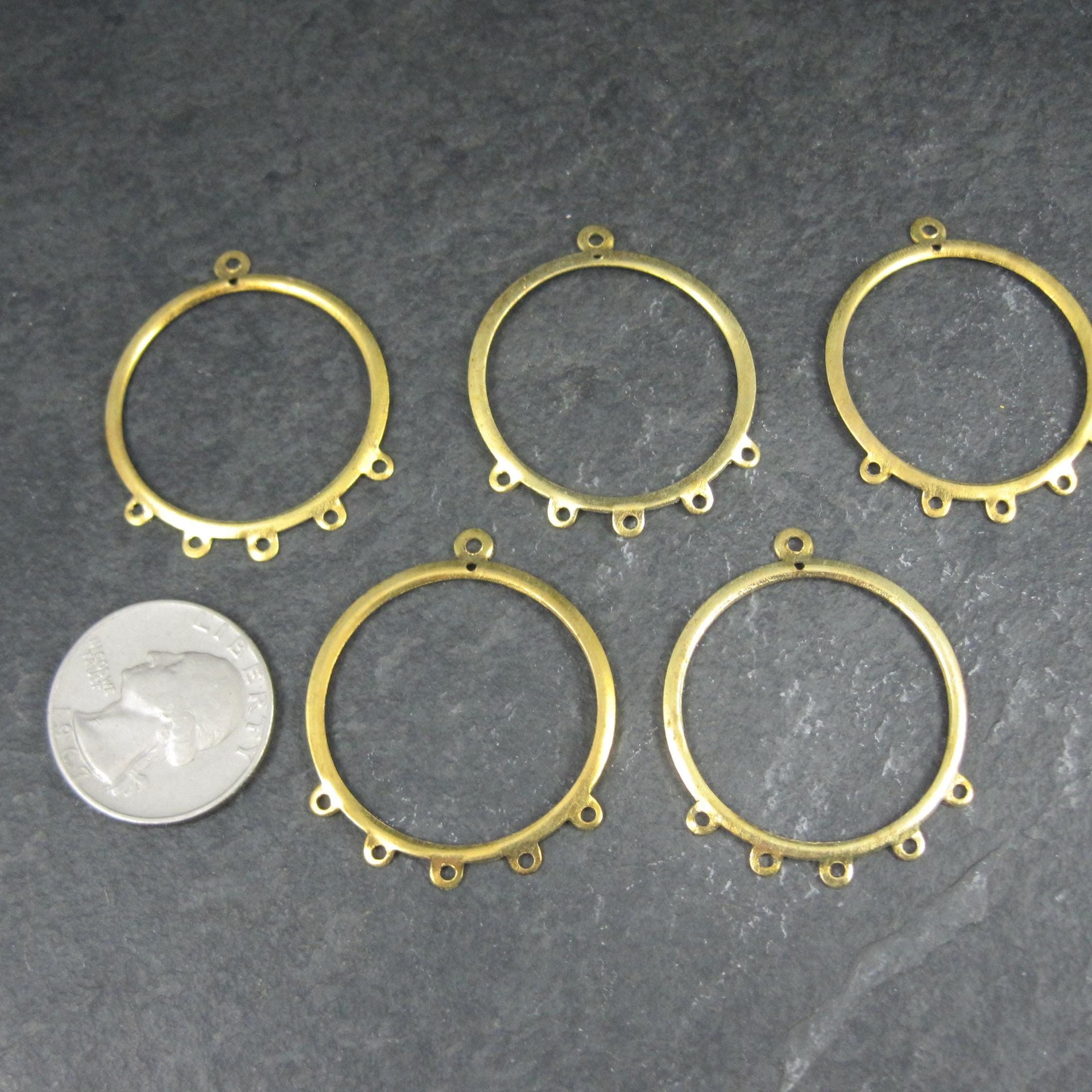 10pcs Round Brass Chandelier Base 32x38mm Jewelry Making NOS 2 Packages