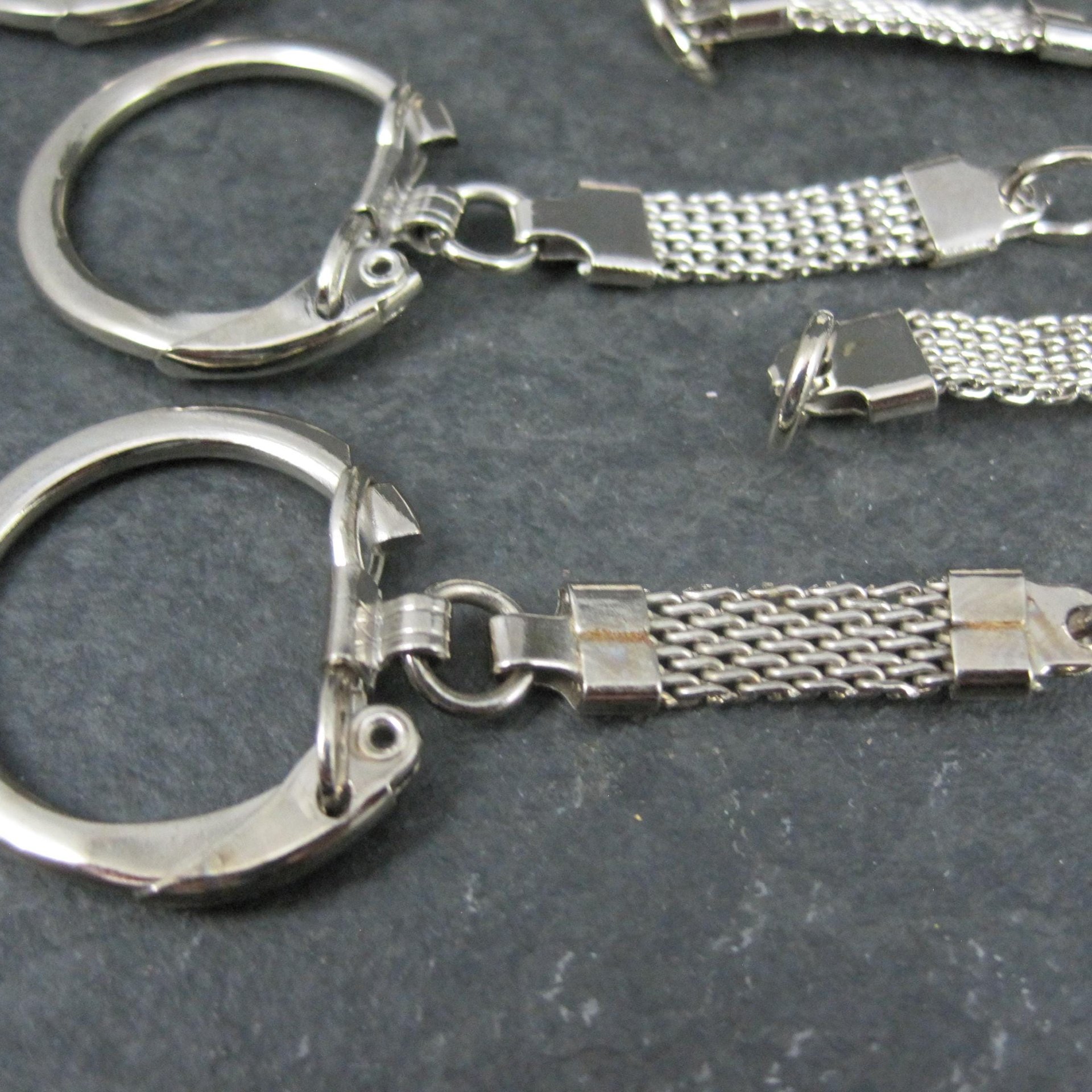 Vintage Silver Keychain Findings with Latching Key Ring 6pcs