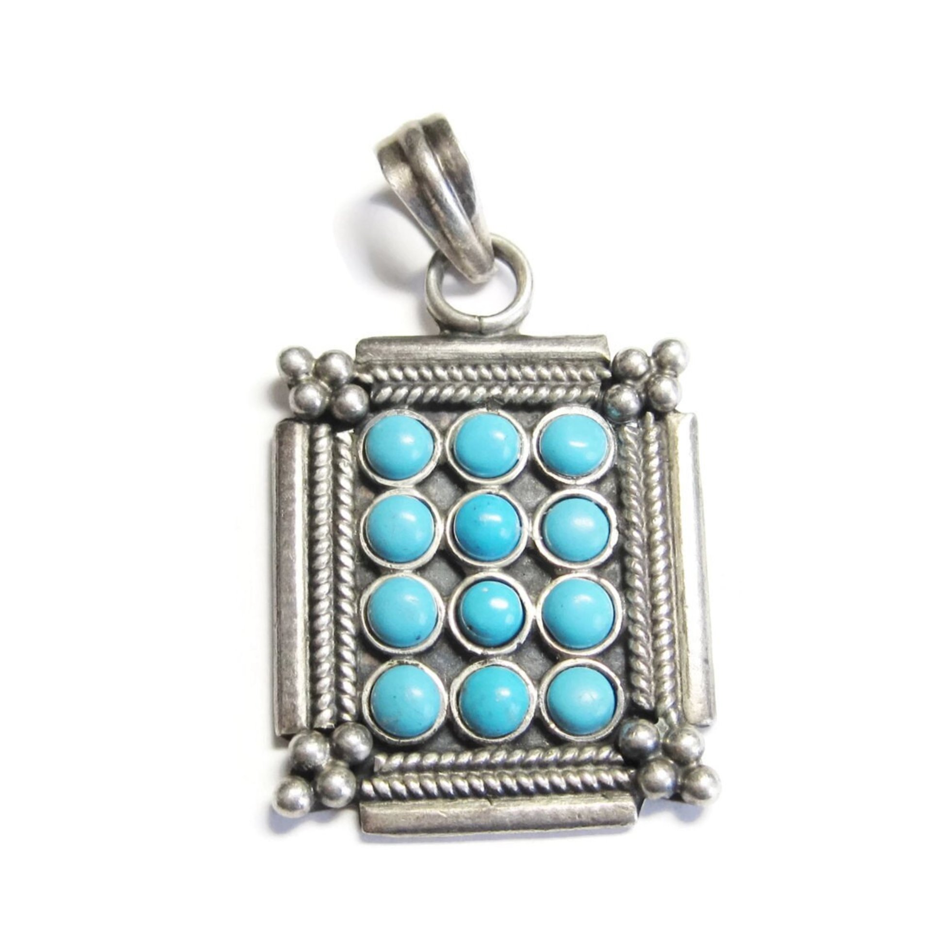 Vintage Sterling Faux Turquoise Pendant