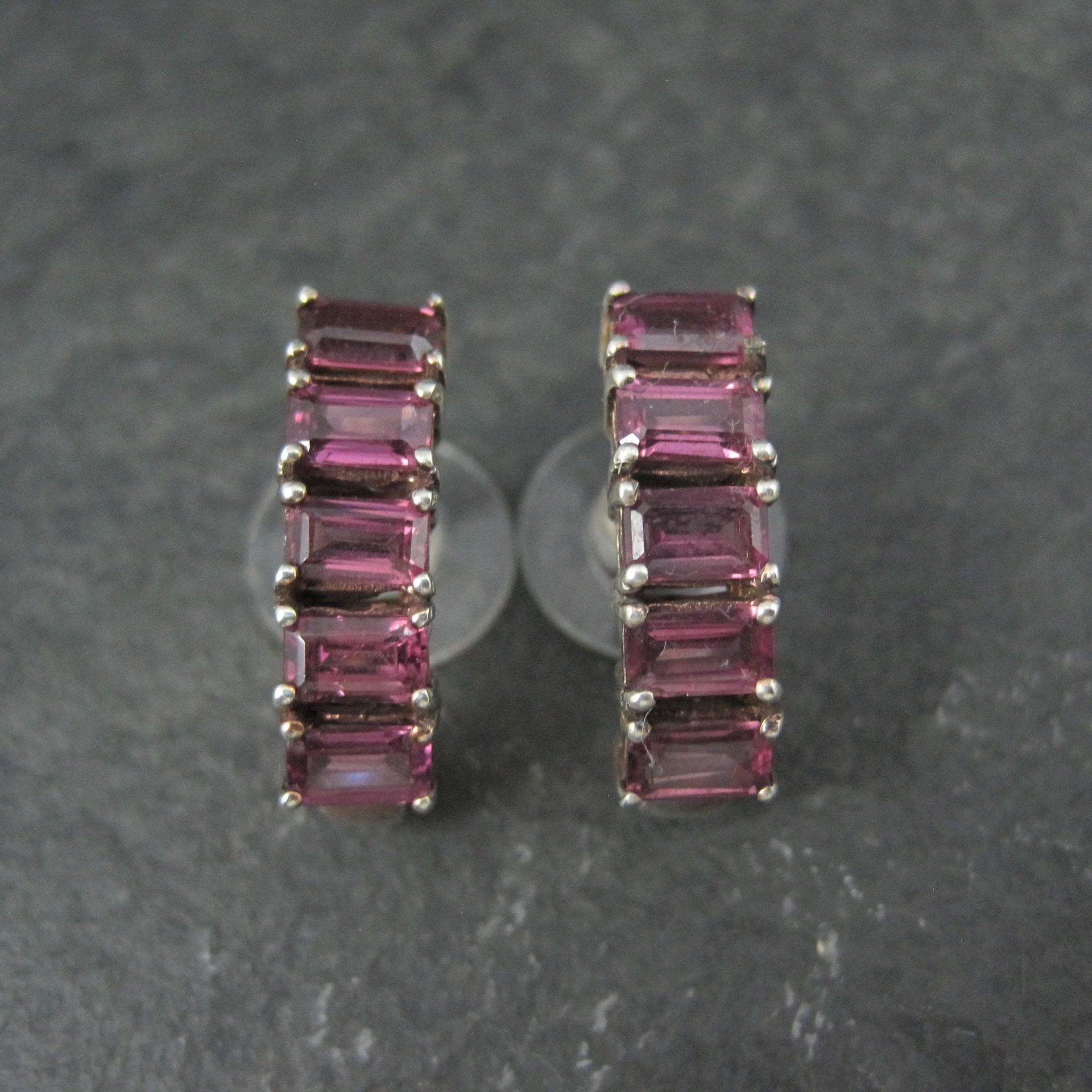 Sterling Silver Rhodolite Garnet Earrings Estate Jewelry