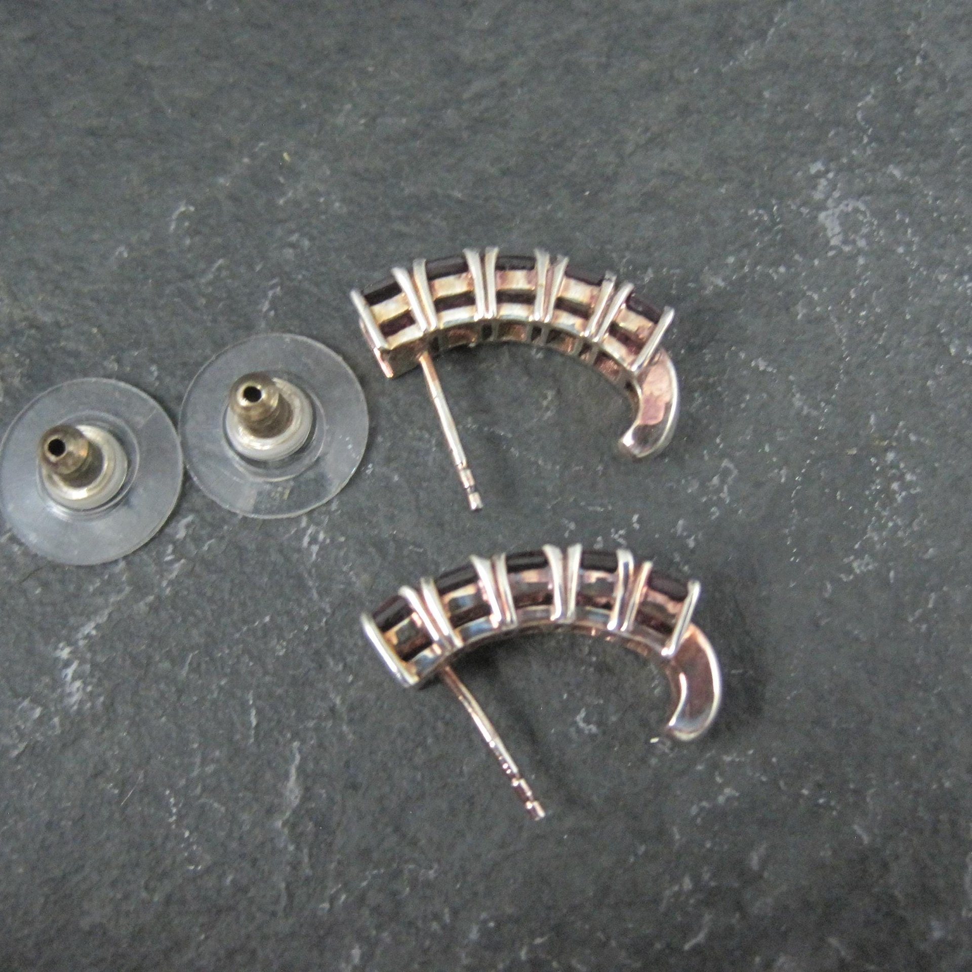 Sterling Silver Rhodolite Garnet Earrings Estate Jewelry