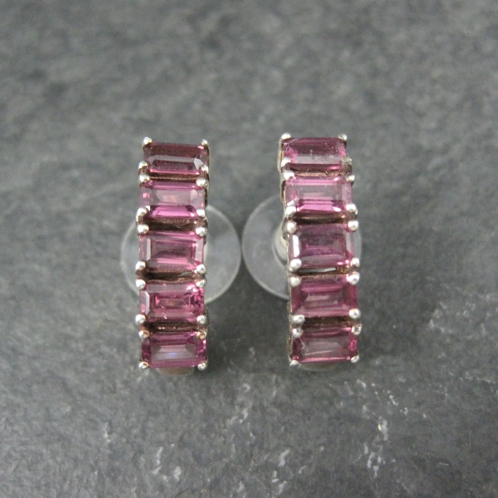 Sterling Silver Rhodolite Garnet Earrings Estate Jewelry
