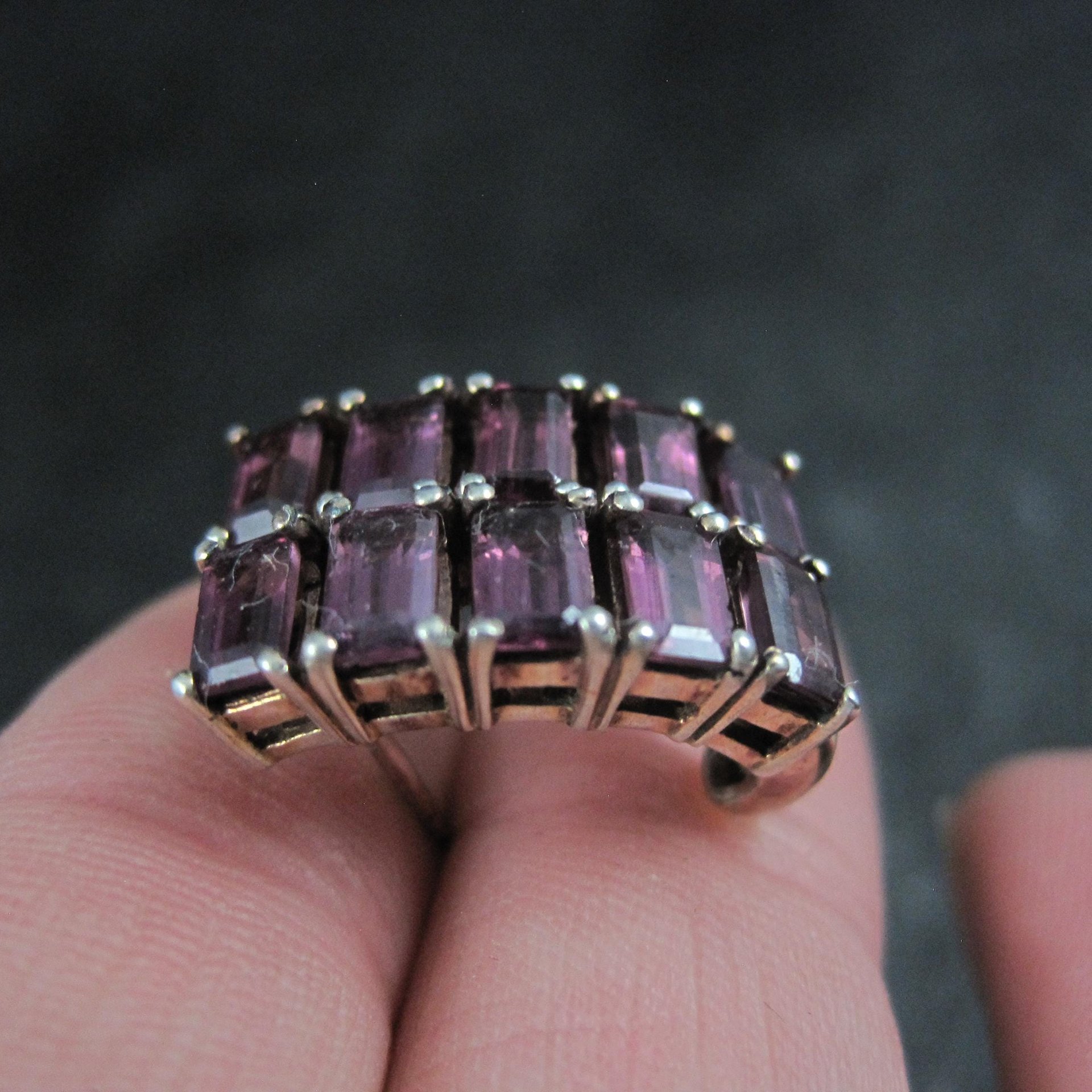 Sterling Silver Rhodolite Garnet Earrings Estate Jewelry