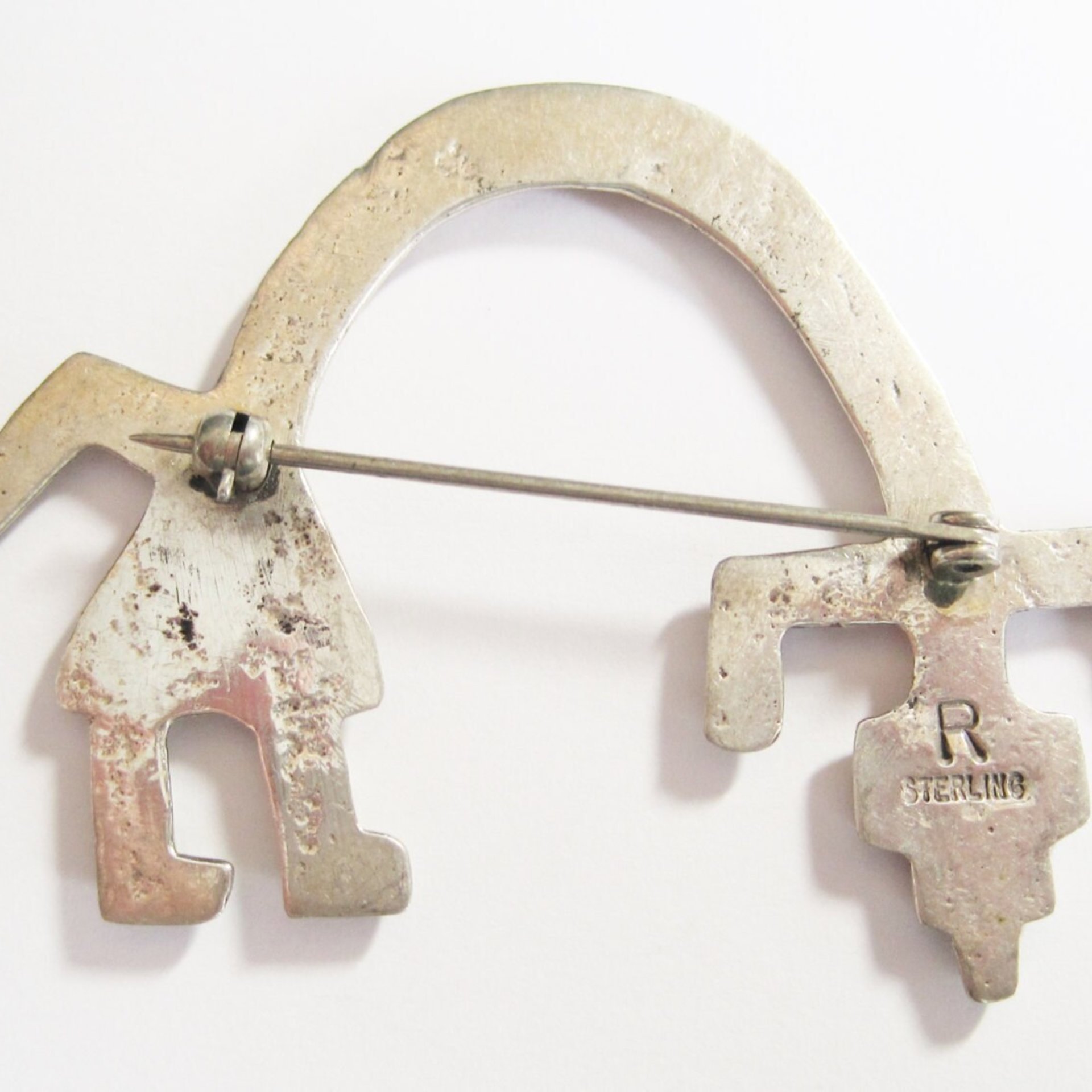 Vintage Sterling Navajo Yeibichai Brooch Ray Fierro