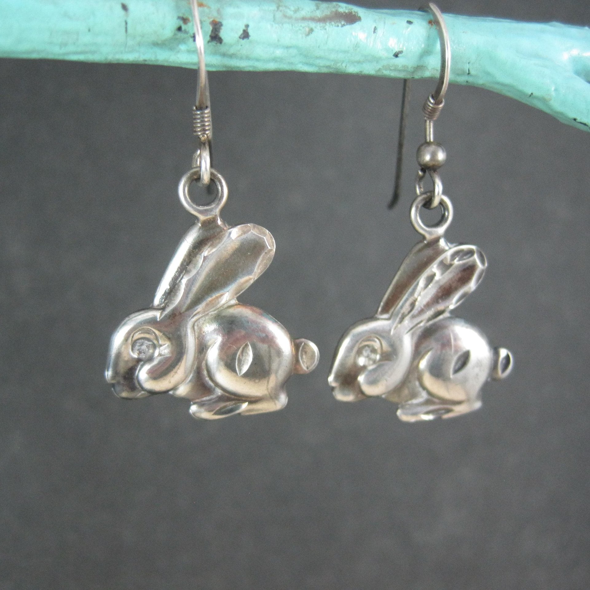 Sterling Rabbit Earrings Vintage Silver Bunny