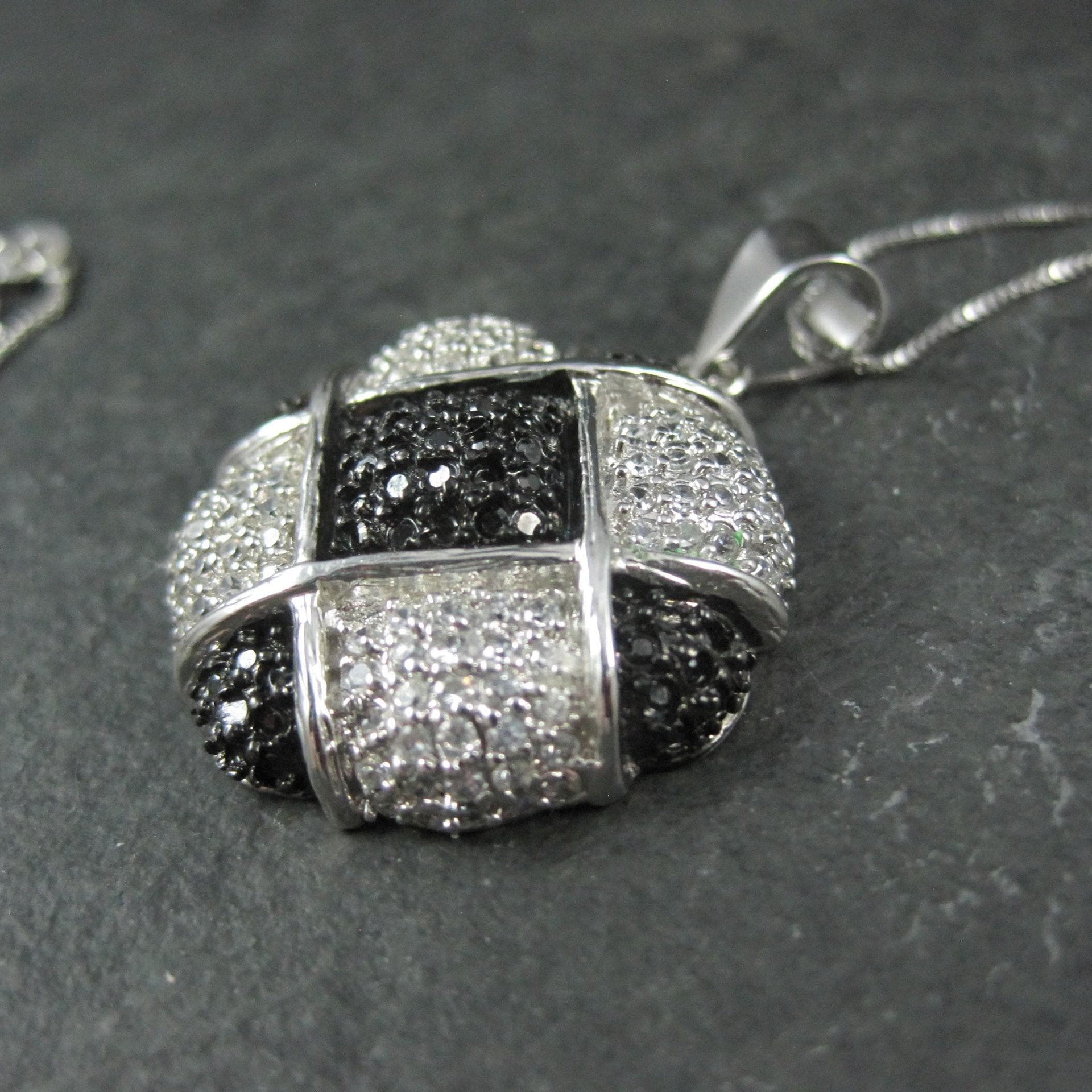 Sterling Silver Black & White Pendant Necklace