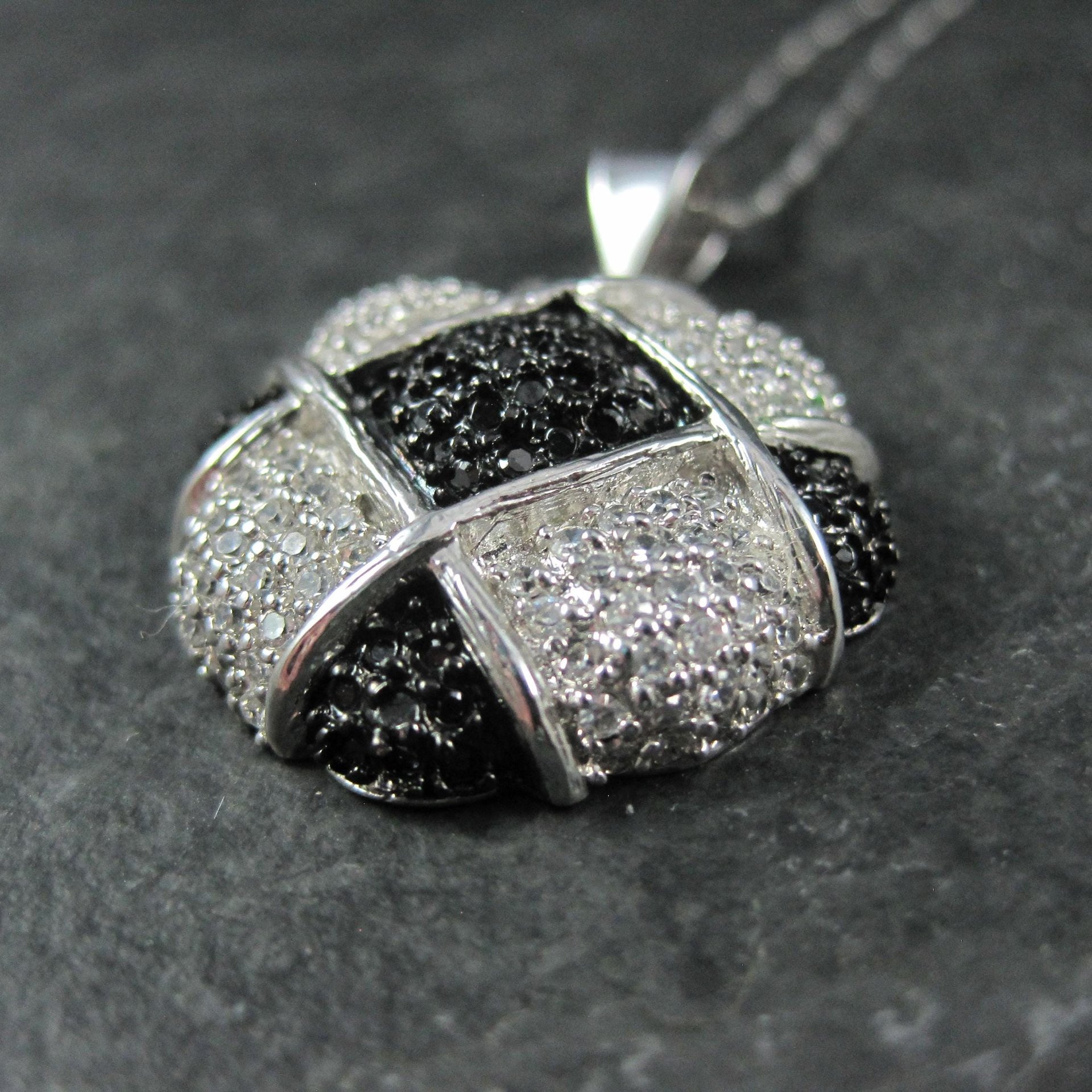 Sterling Silver Black & White Pendant Necklace
