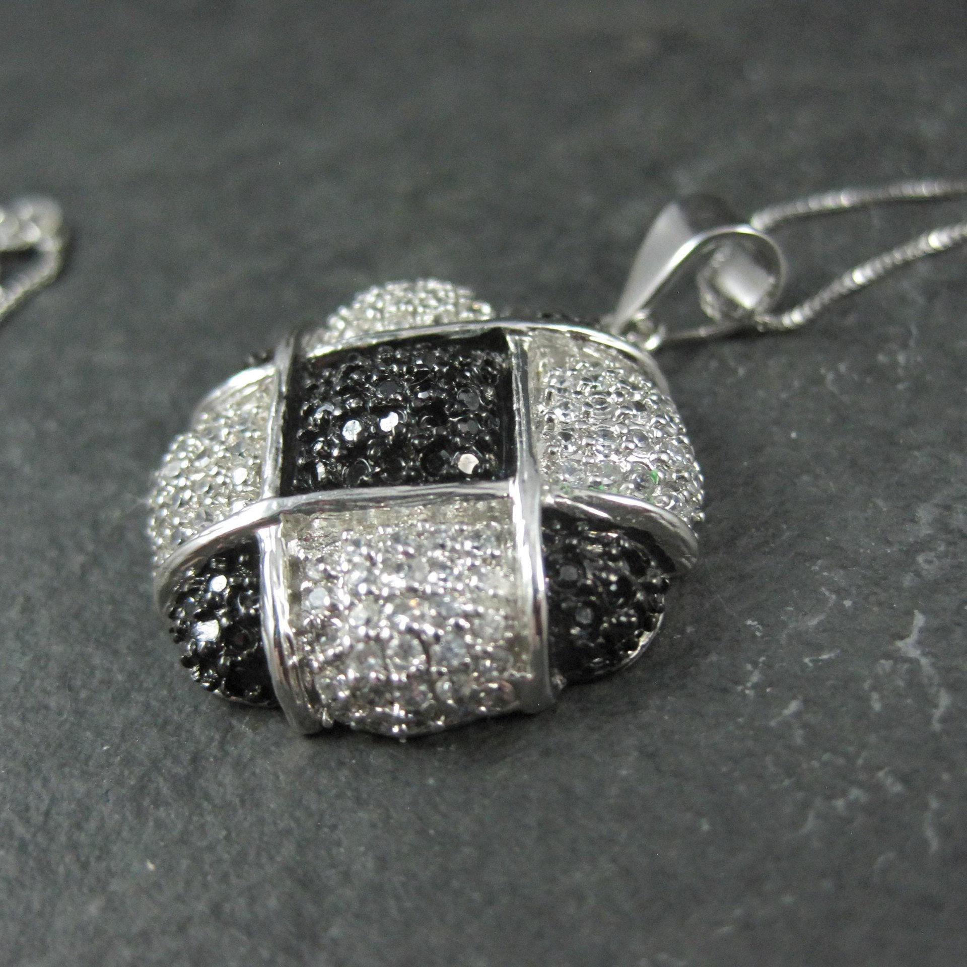 Sterling Silver Black & White Pendant Necklace