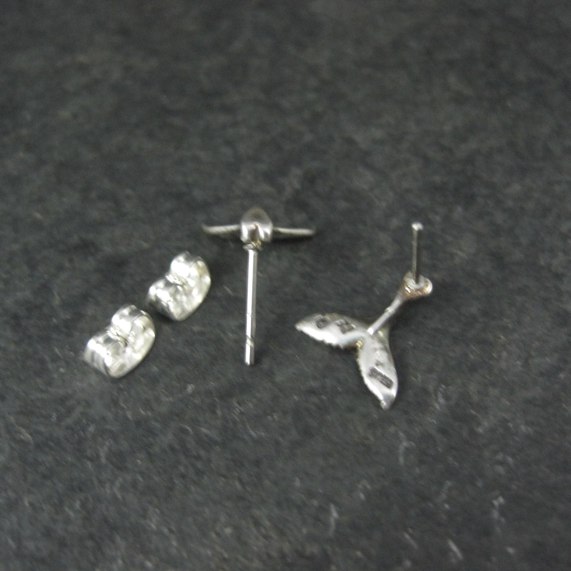 Vintage Sterling Silver Whale Tail Stud Earrings
