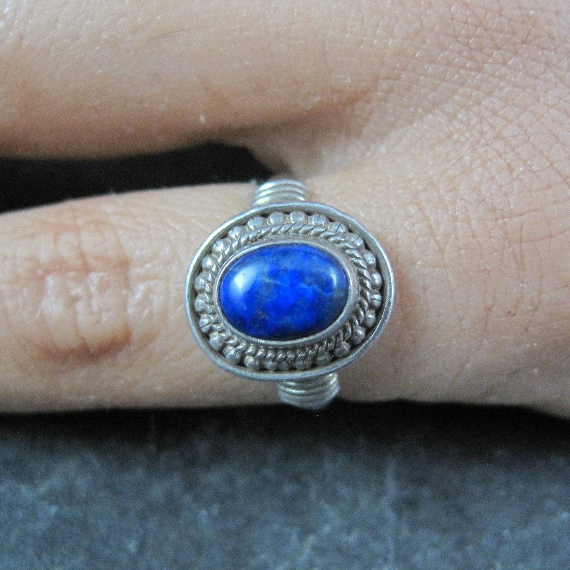 Sterling Silver Lapis Lazuli Ring Size 5 Vintage