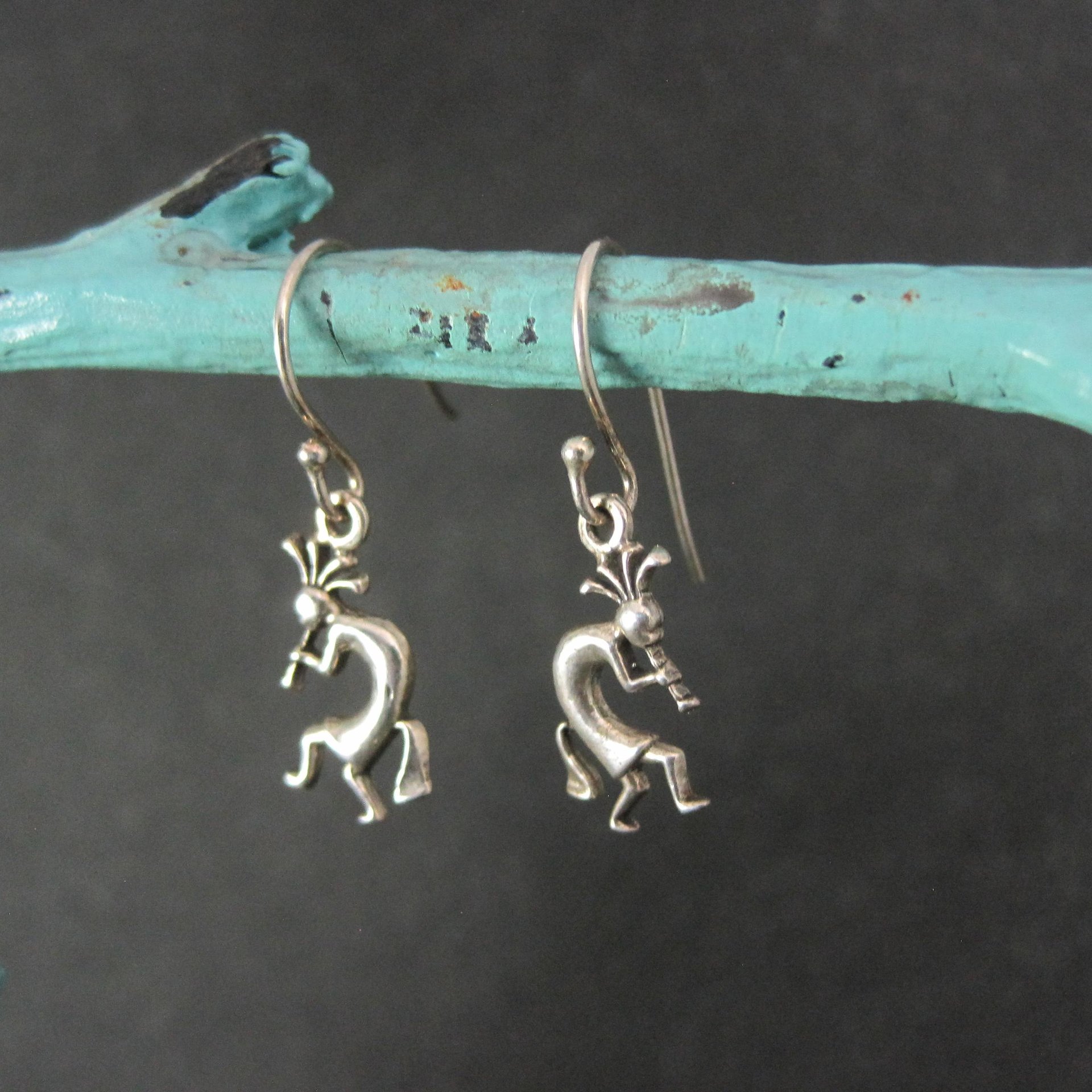 Dainty Sterling Kokopelli Earrings - Vintage Southwestern Silver Dangles