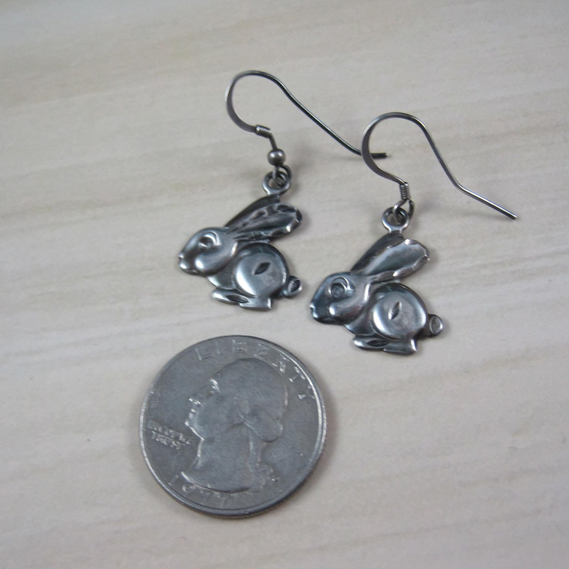 Sterling Rabbit Earrings Vintage Silver Bunny