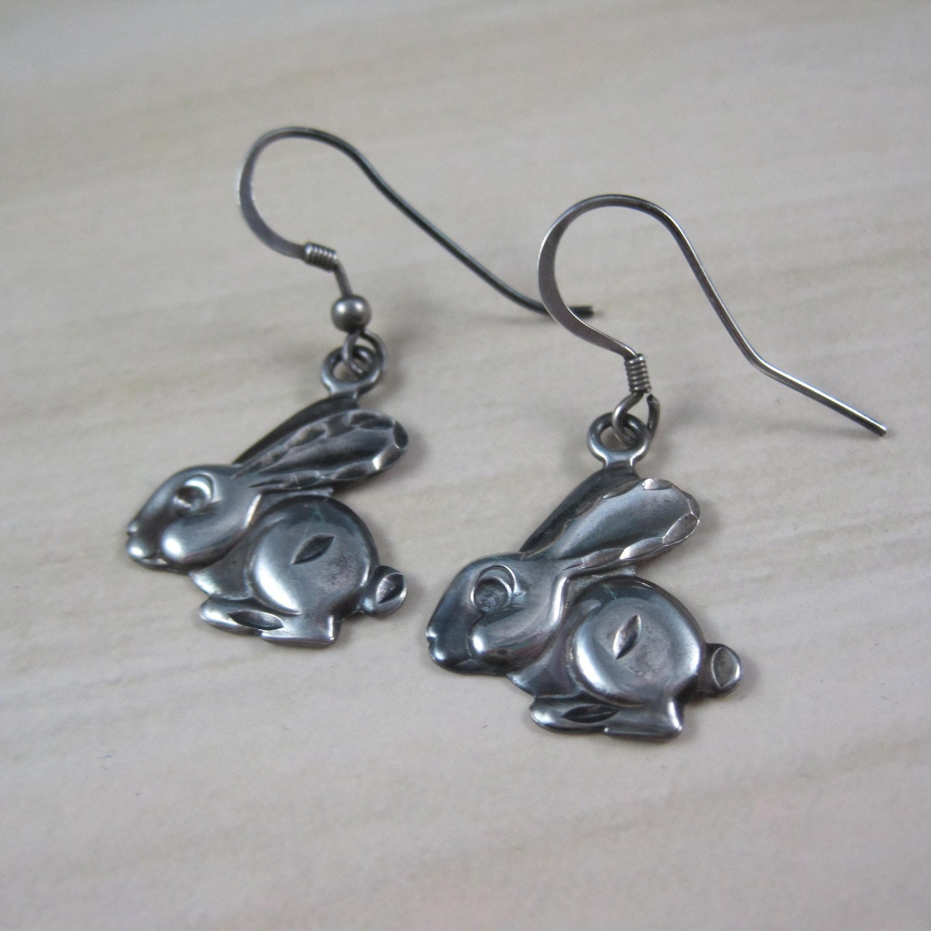 Sterling Rabbit Earrings Vintage Silver Bunny