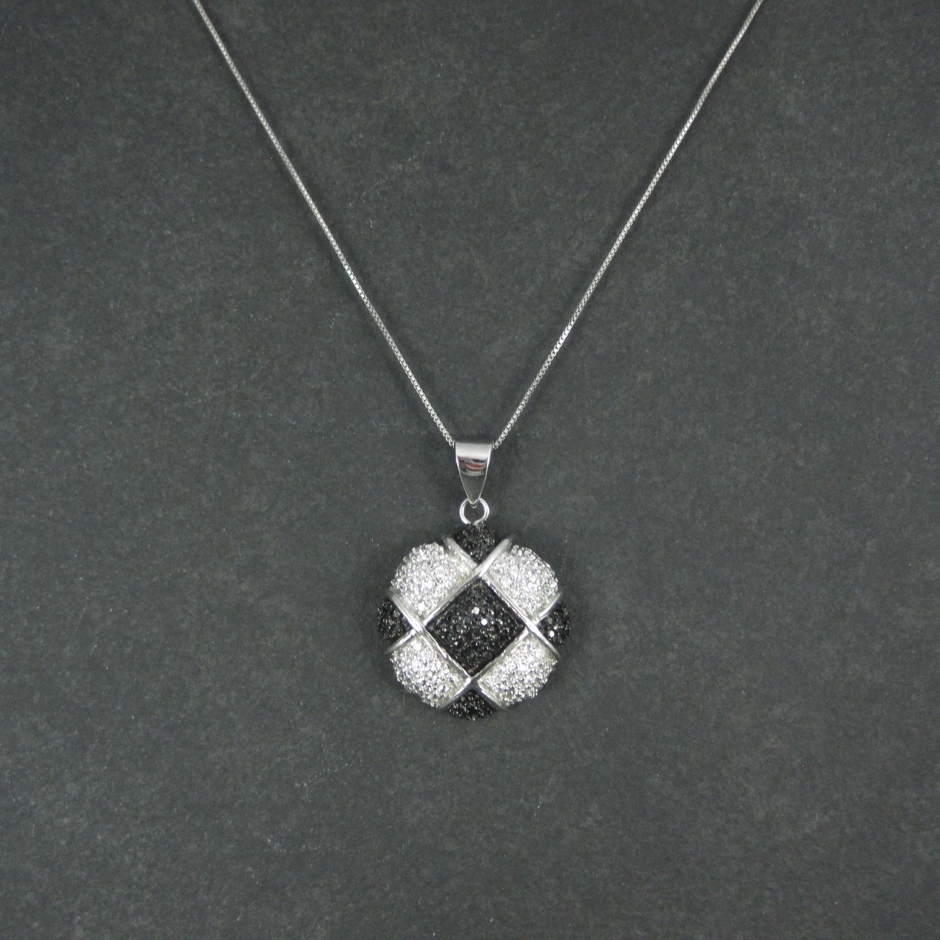 Sterling Silver Black & White Pendant Necklace