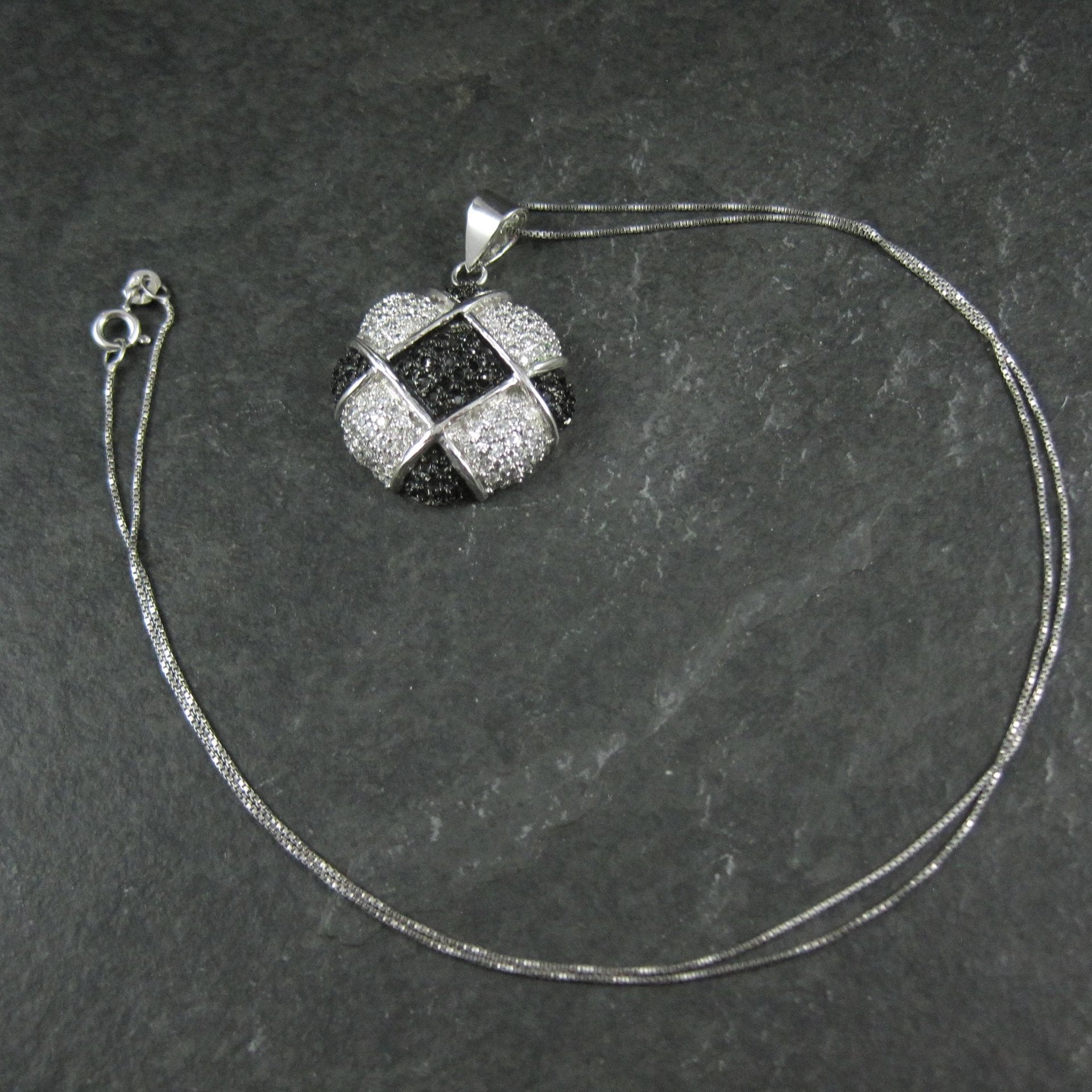 Sterling Silver Black & White Pendant Necklace