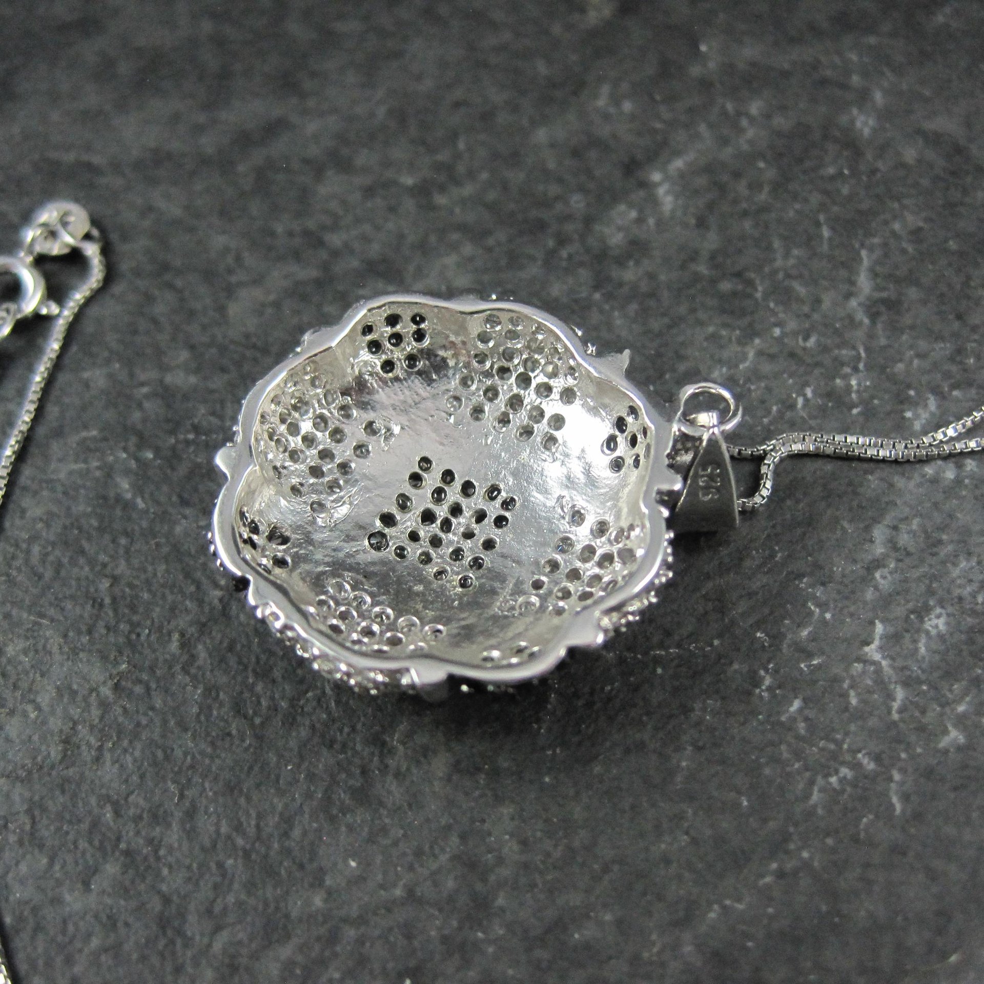 Sterling Silver Black & White Pendant Necklace