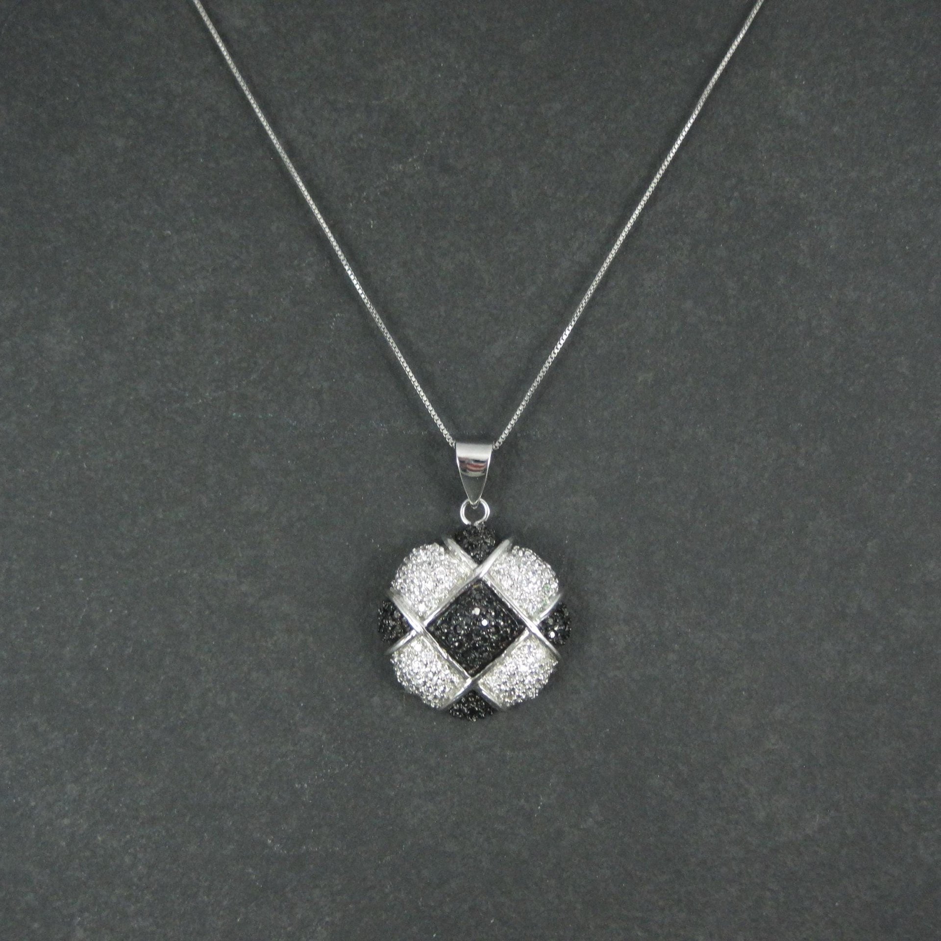 Sterling Silver Black & White Pendant Necklace