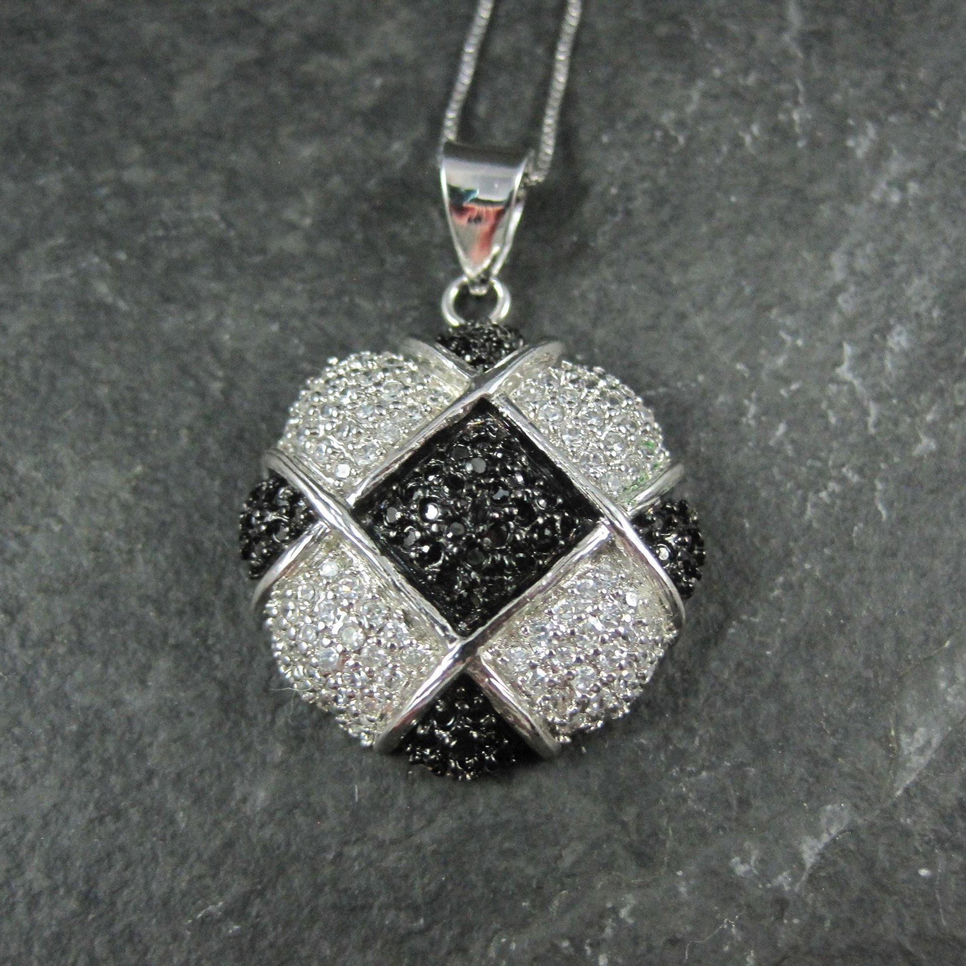 Sterling Silver Black & White Pendant Necklace
