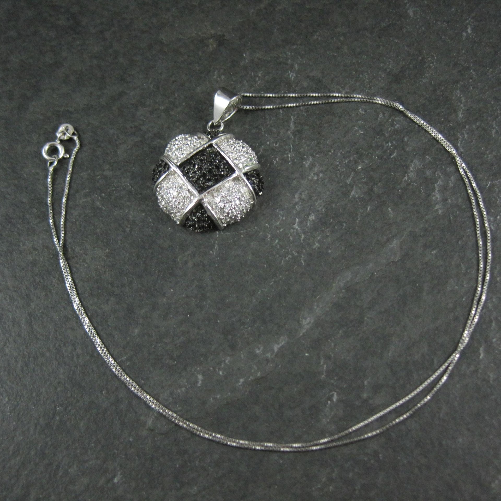 Sterling Silver Black & White Pendant Necklace