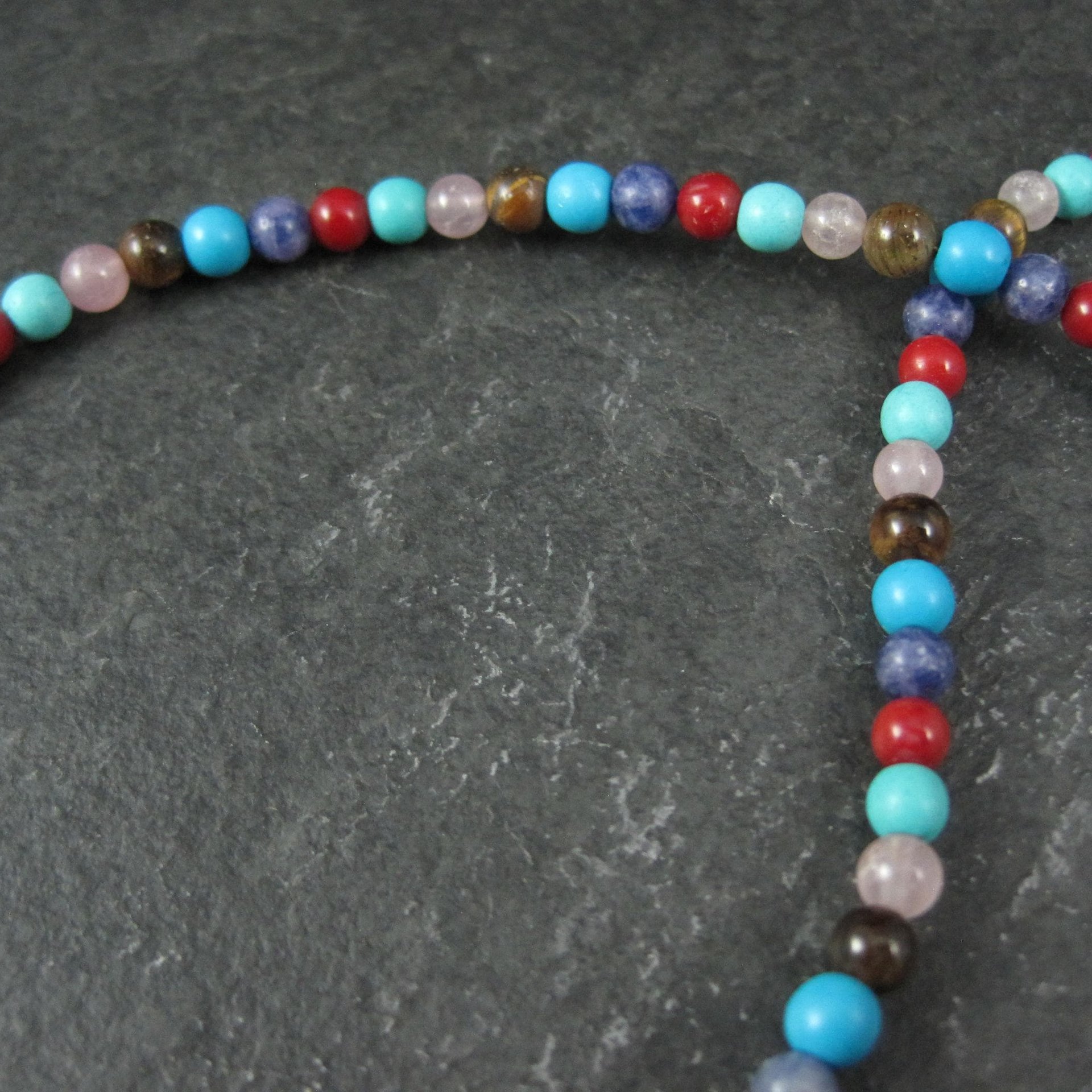 Estate Sterling 4MM Gemstone Bead Necklace